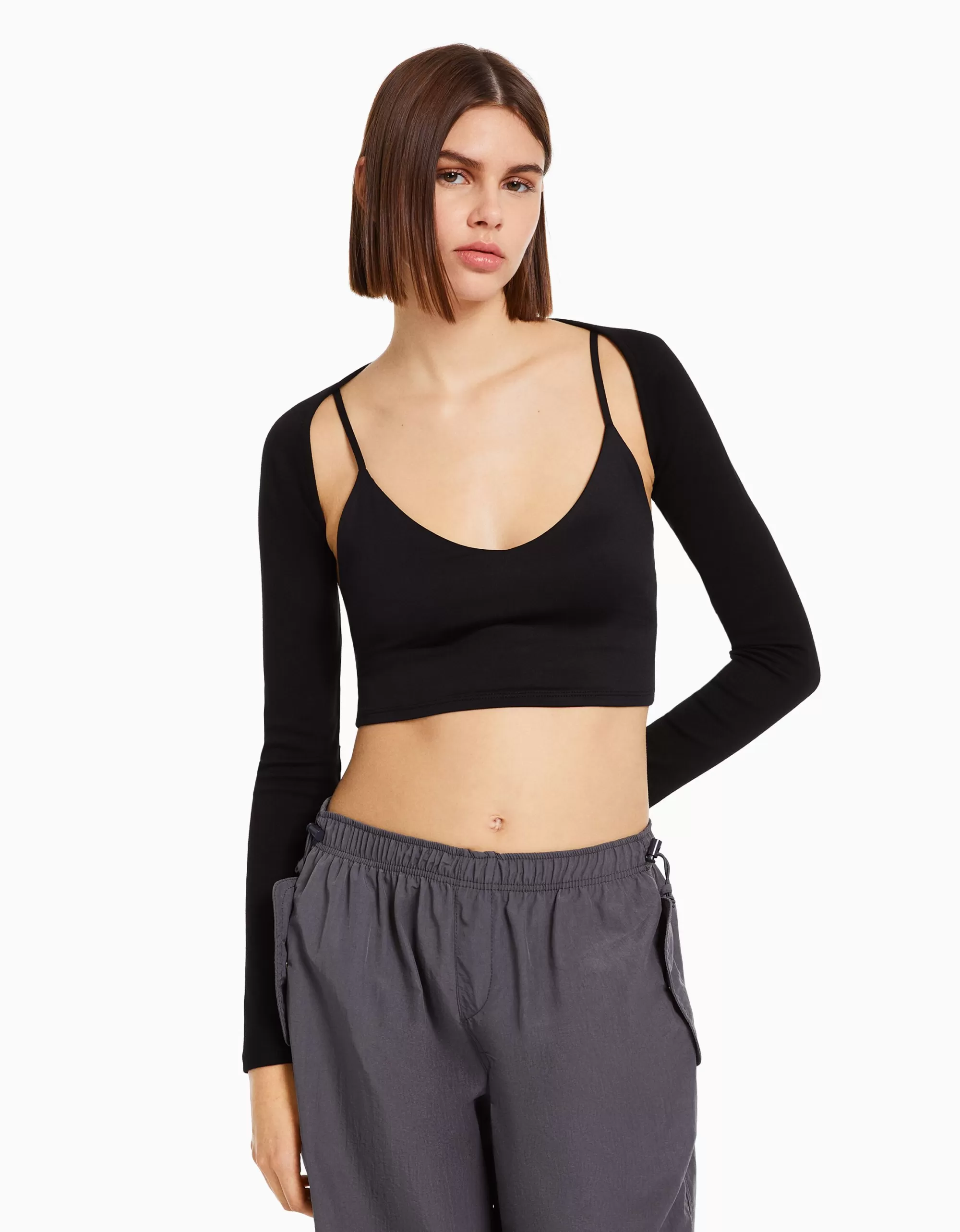 MUJER BERSHKA Manguitos básicos