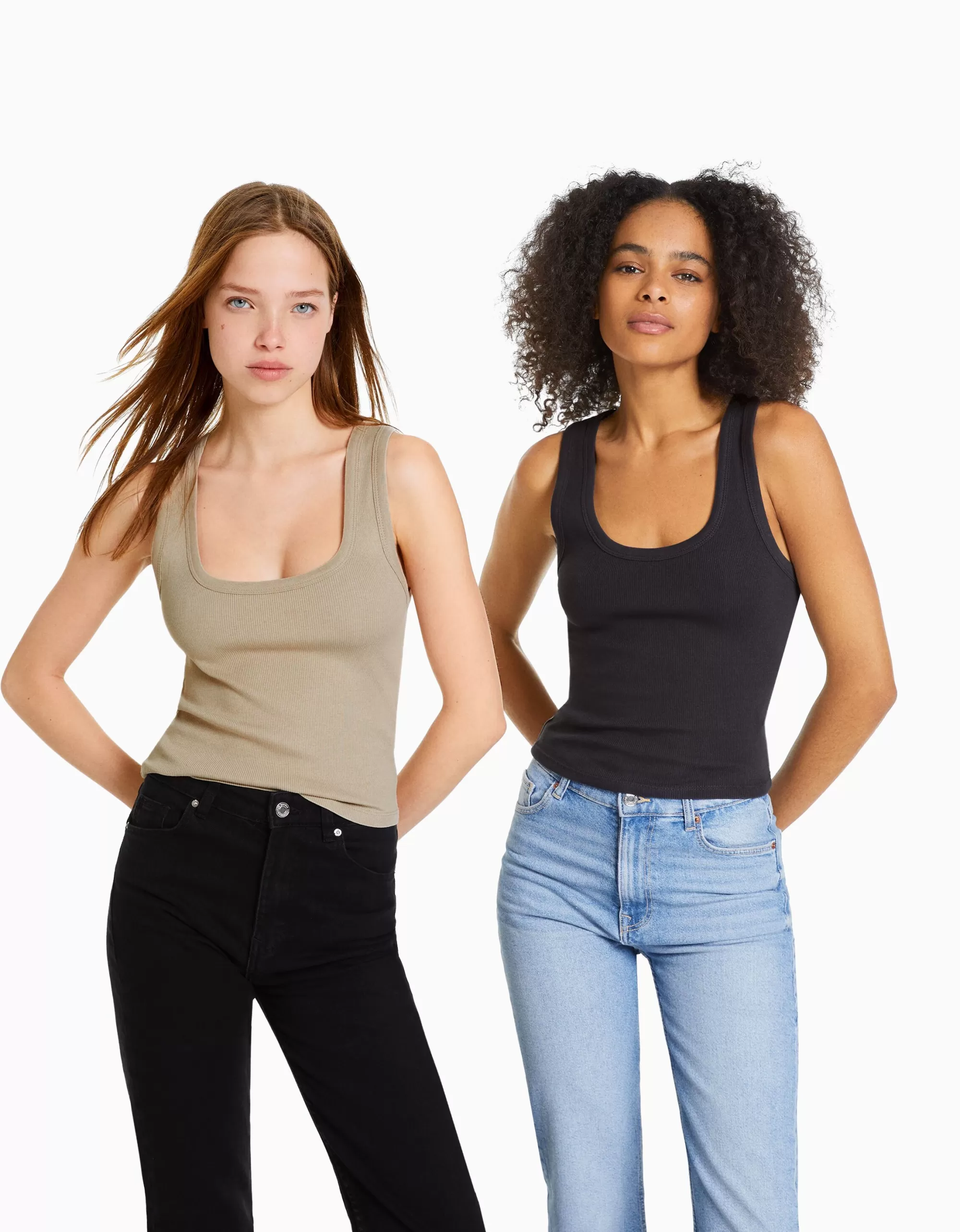 MUJER BERSHKA Pack 2 camisetas sin mangas rib