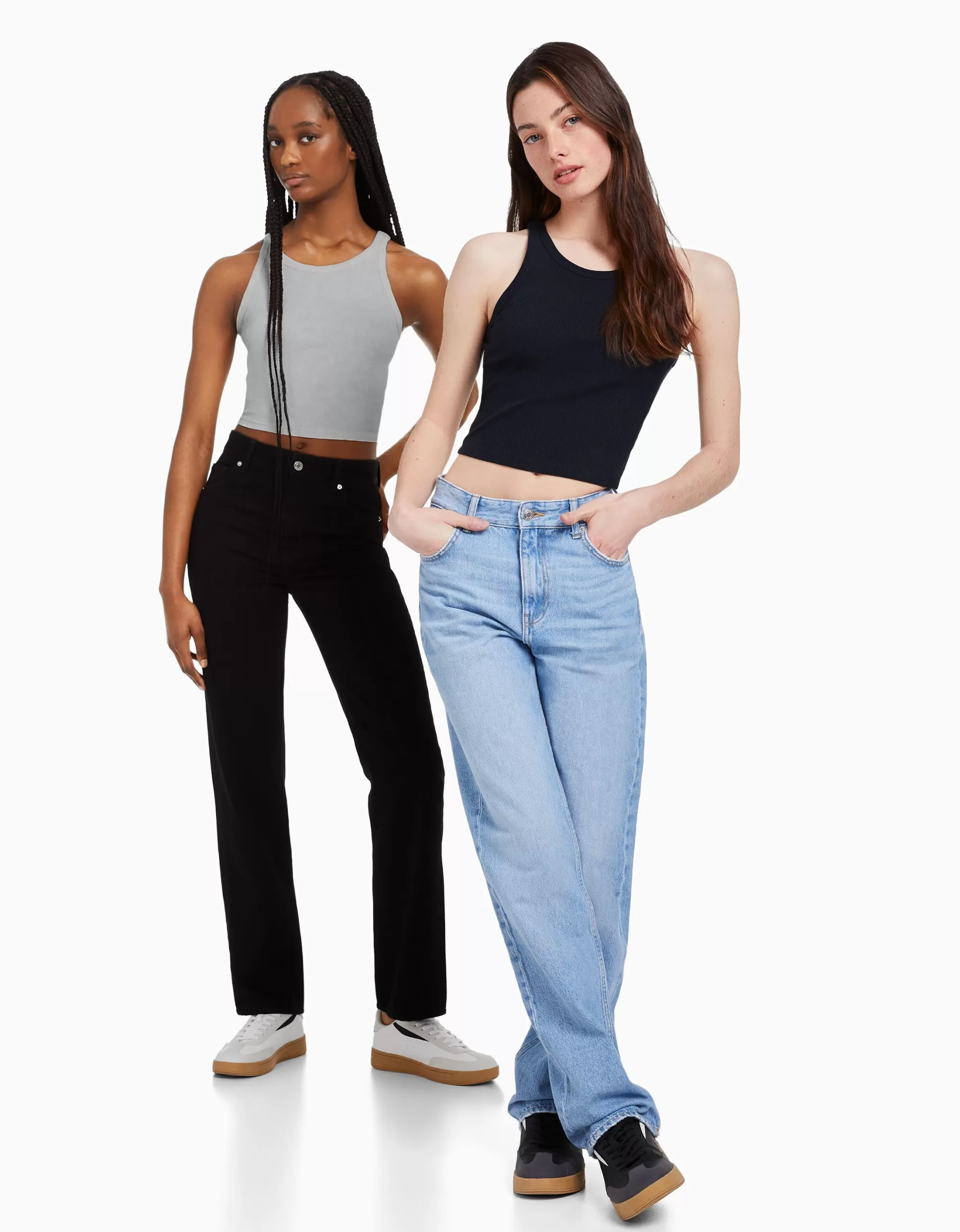 MUJER BERSHKA Pack 2 camisetas sin mangas rib
