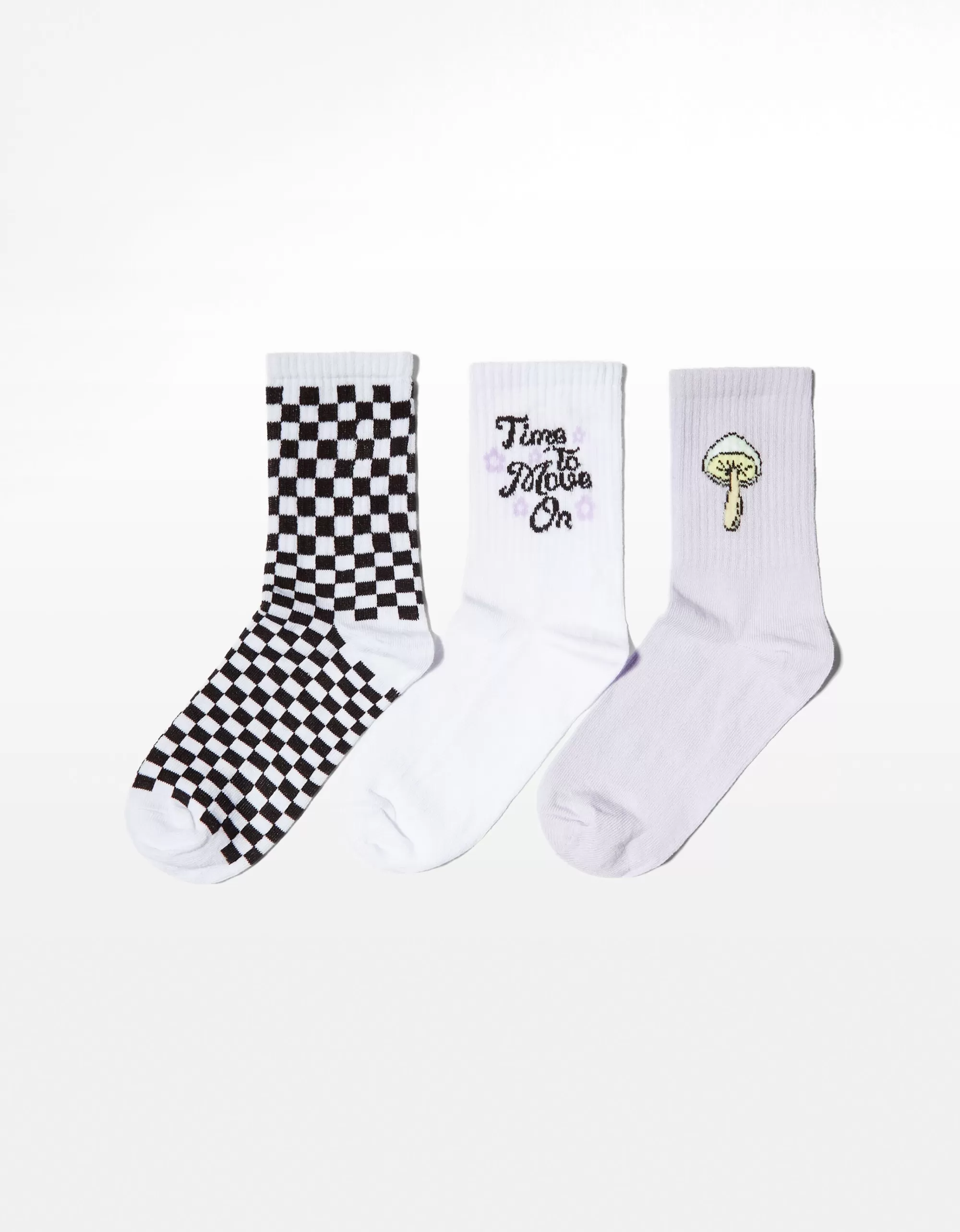 MUJER BERSHKA Pack 3 calcetines bordado