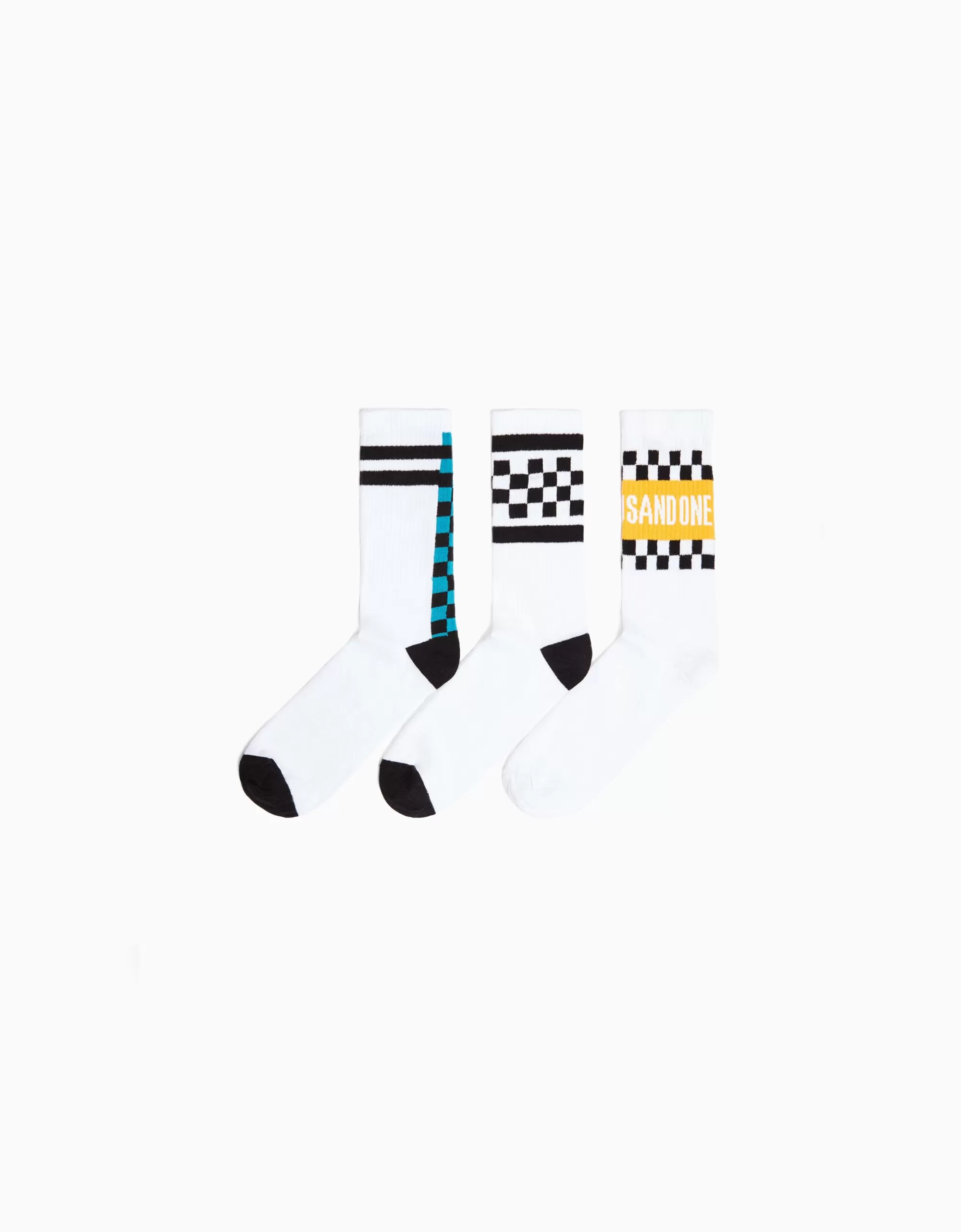 HOMBRE BERSHKA Pack 3 calcetines print damero
