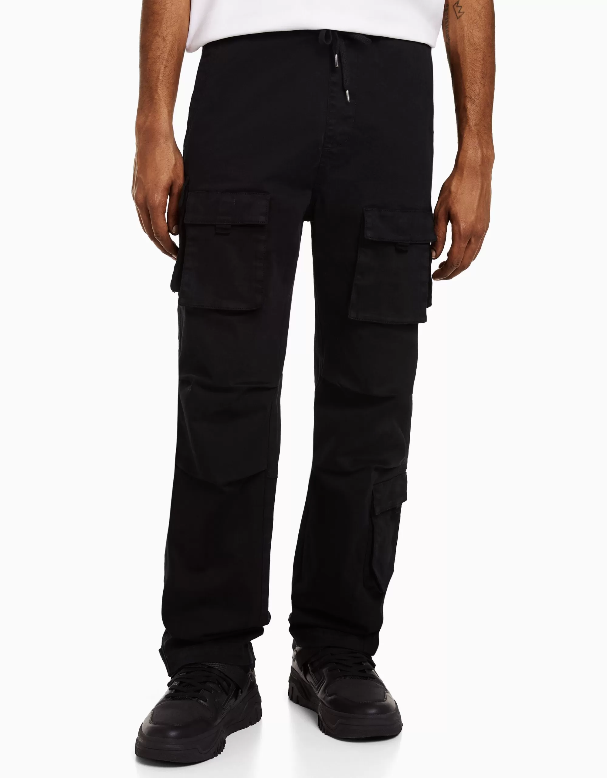 HOMBRE BERSHKA Pantalón jogger cargo algodón