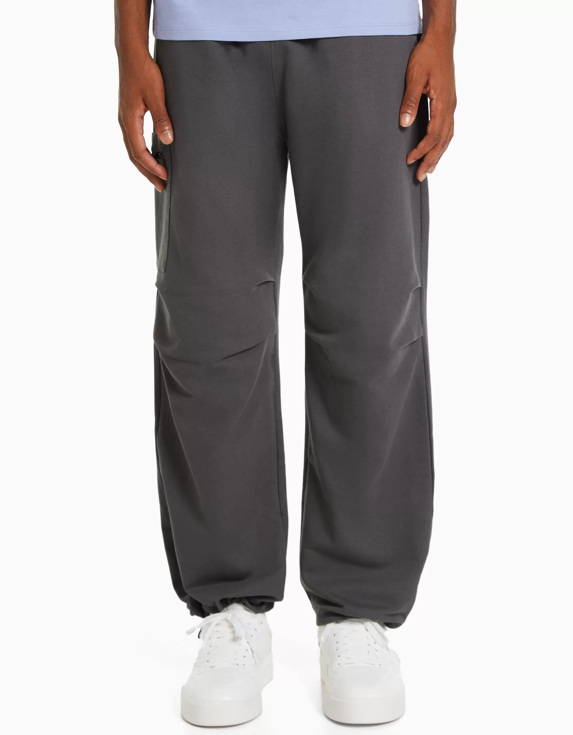 HOMBRE BERSHKA Pantalón parachute felpa bolsillo cremallera