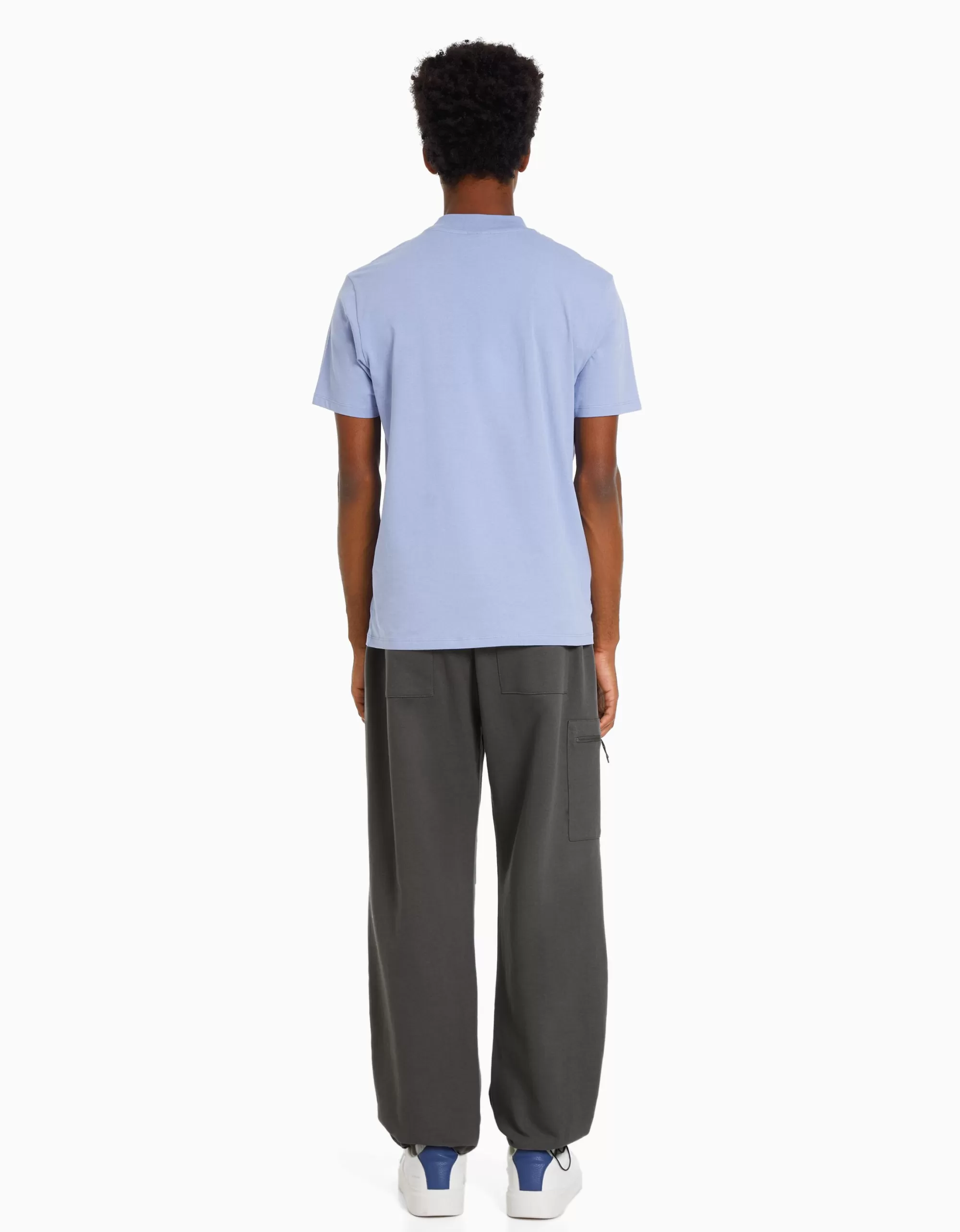 HOMBRE BERSHKA Pantalón parachute felpa bolsillo cremallera
