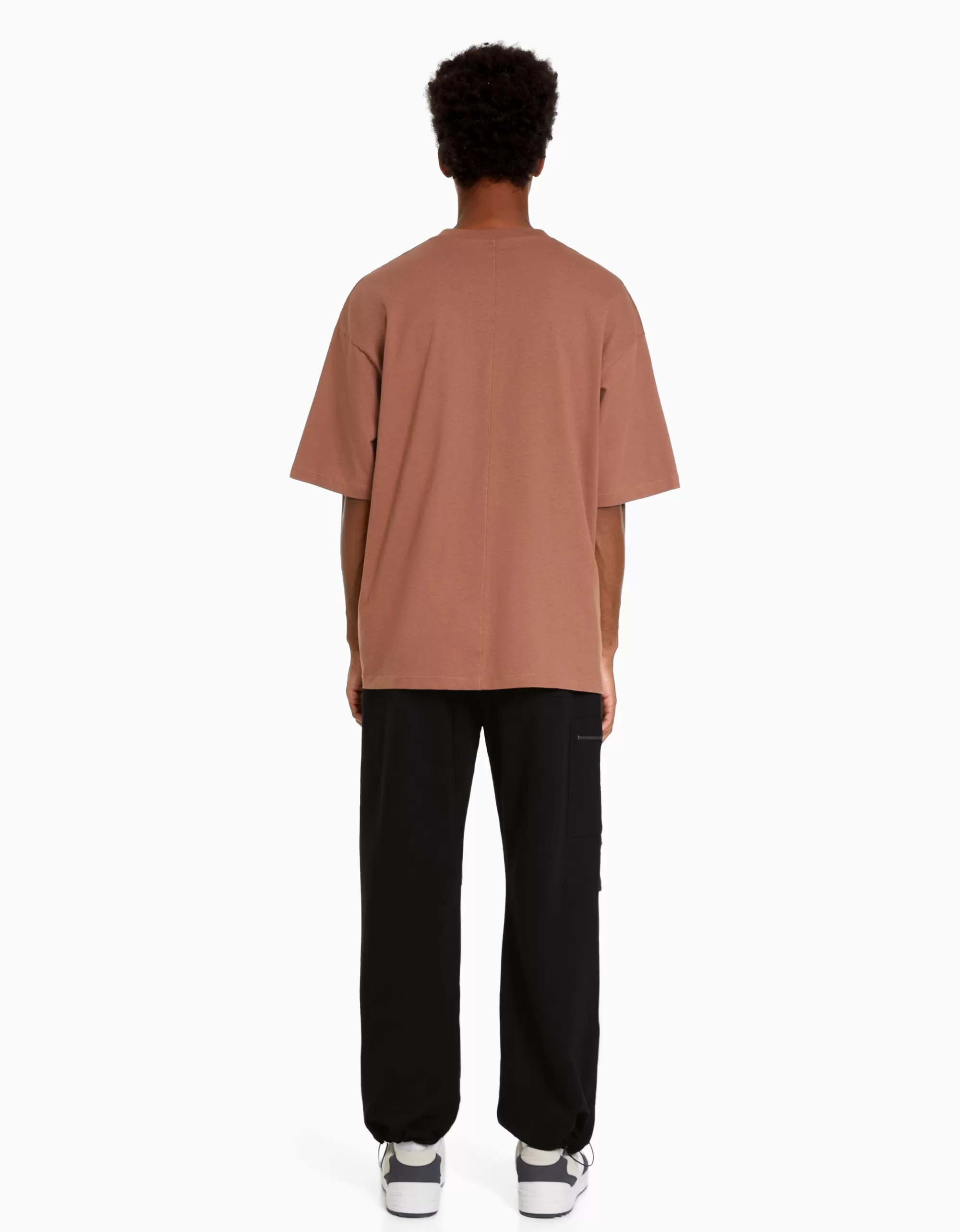 HOMBRE BERSHKA Pantalón parachute felpa bolsillo cremallera