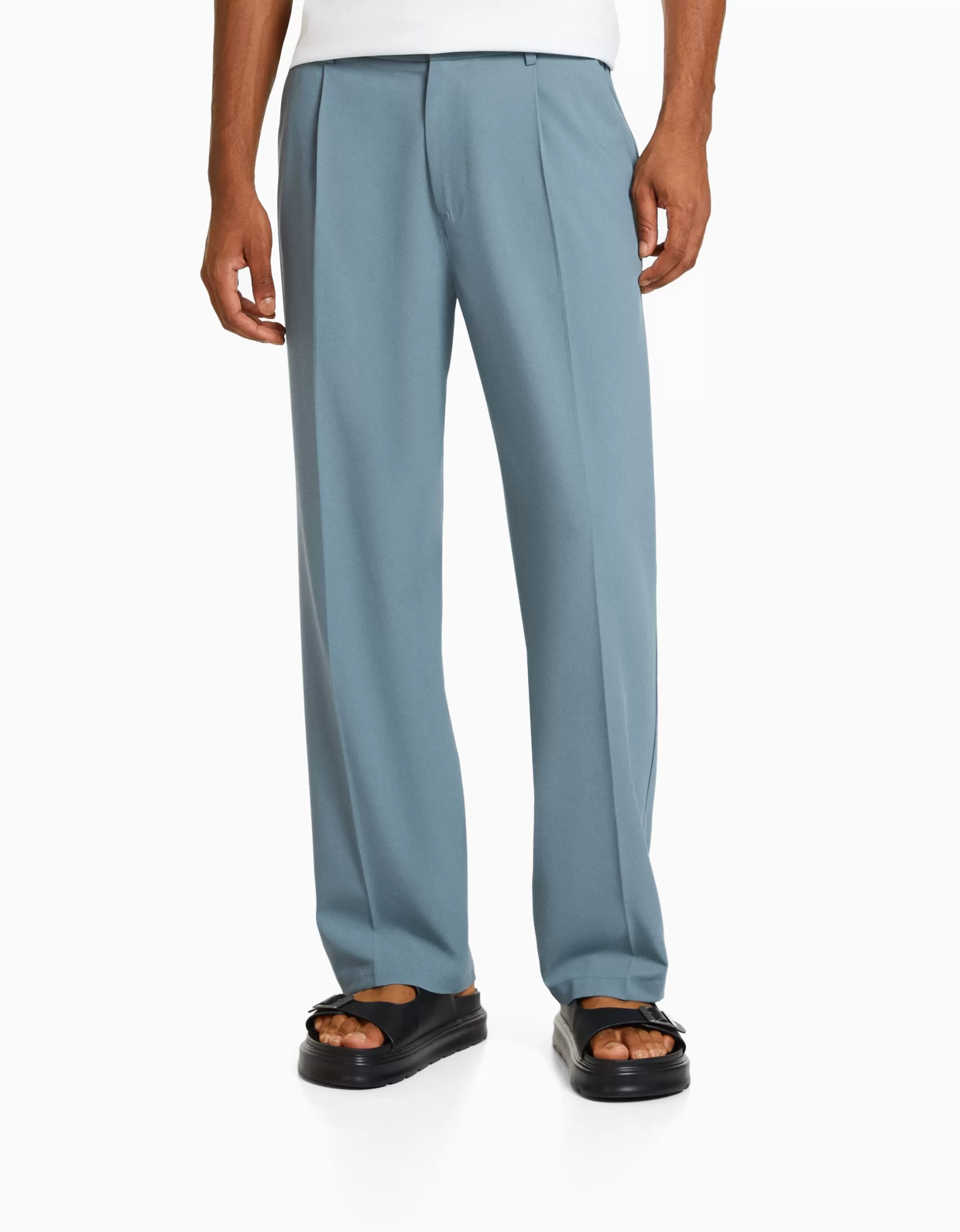 HOMBRE BERSHKA Pantalón sastrero semi jogger wide fit