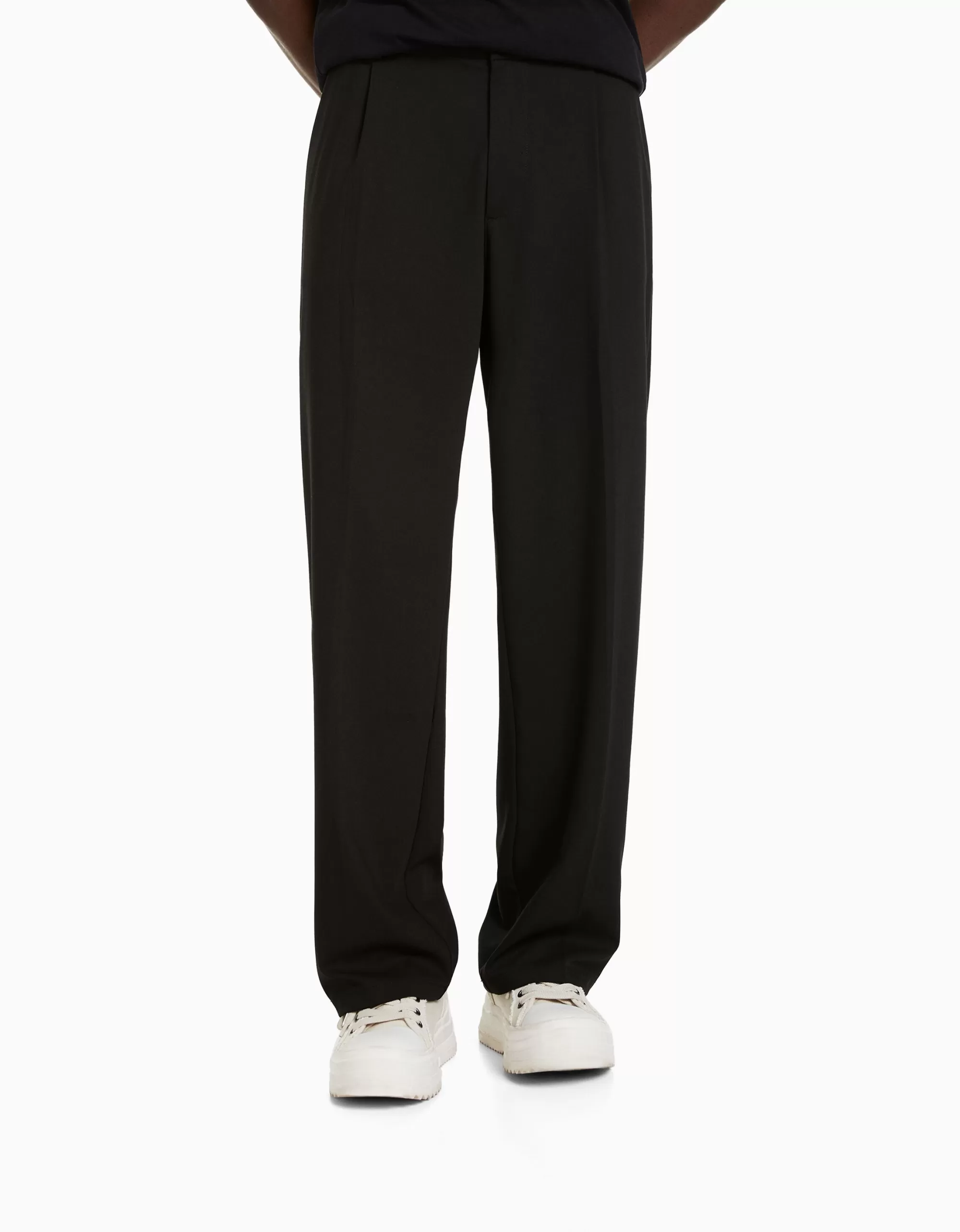 HOMBRE BERSHKA Pantalón sastrero semi jogger wide fit