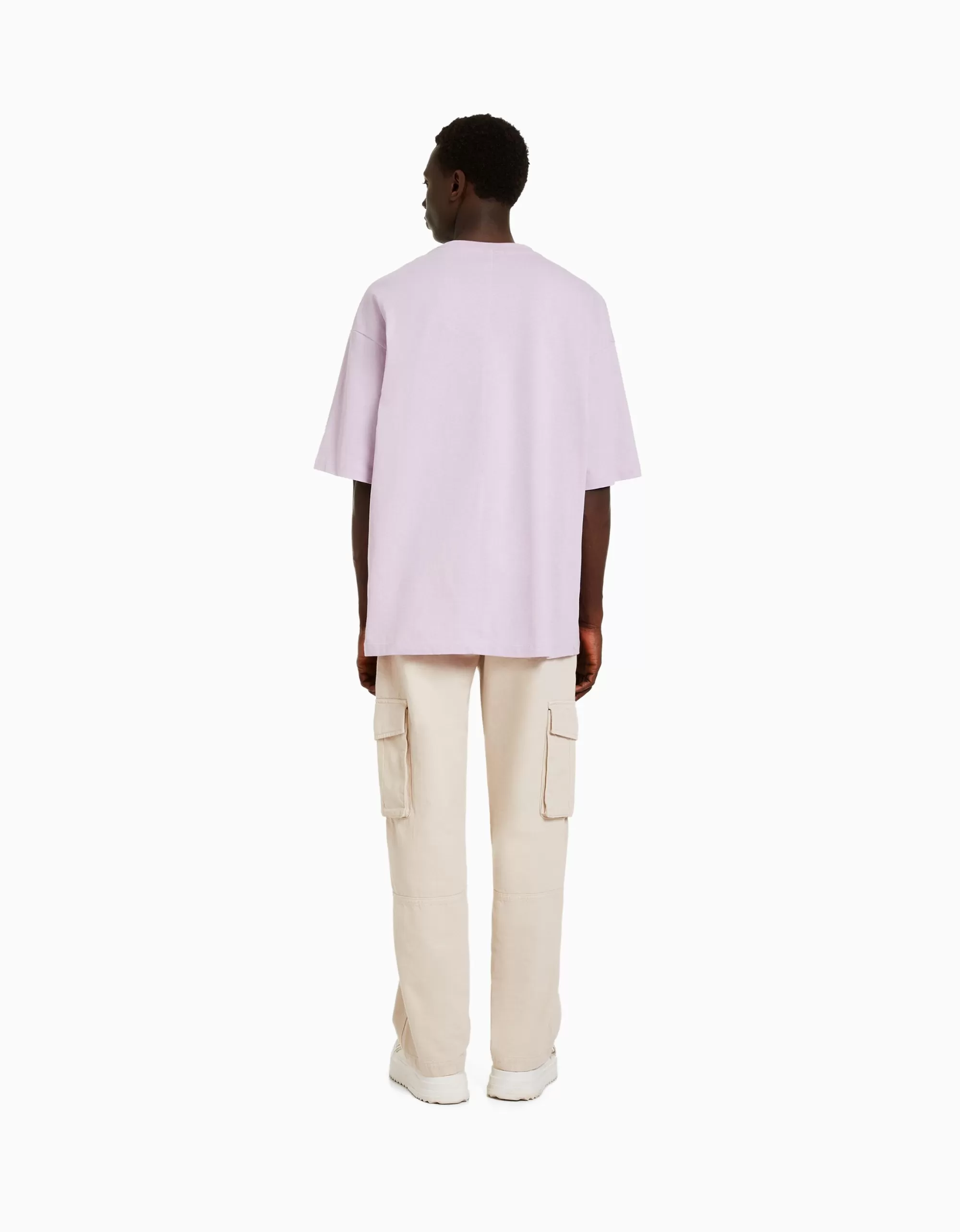 MUJER BERSHKA Pantalón wide leg cargo algodón