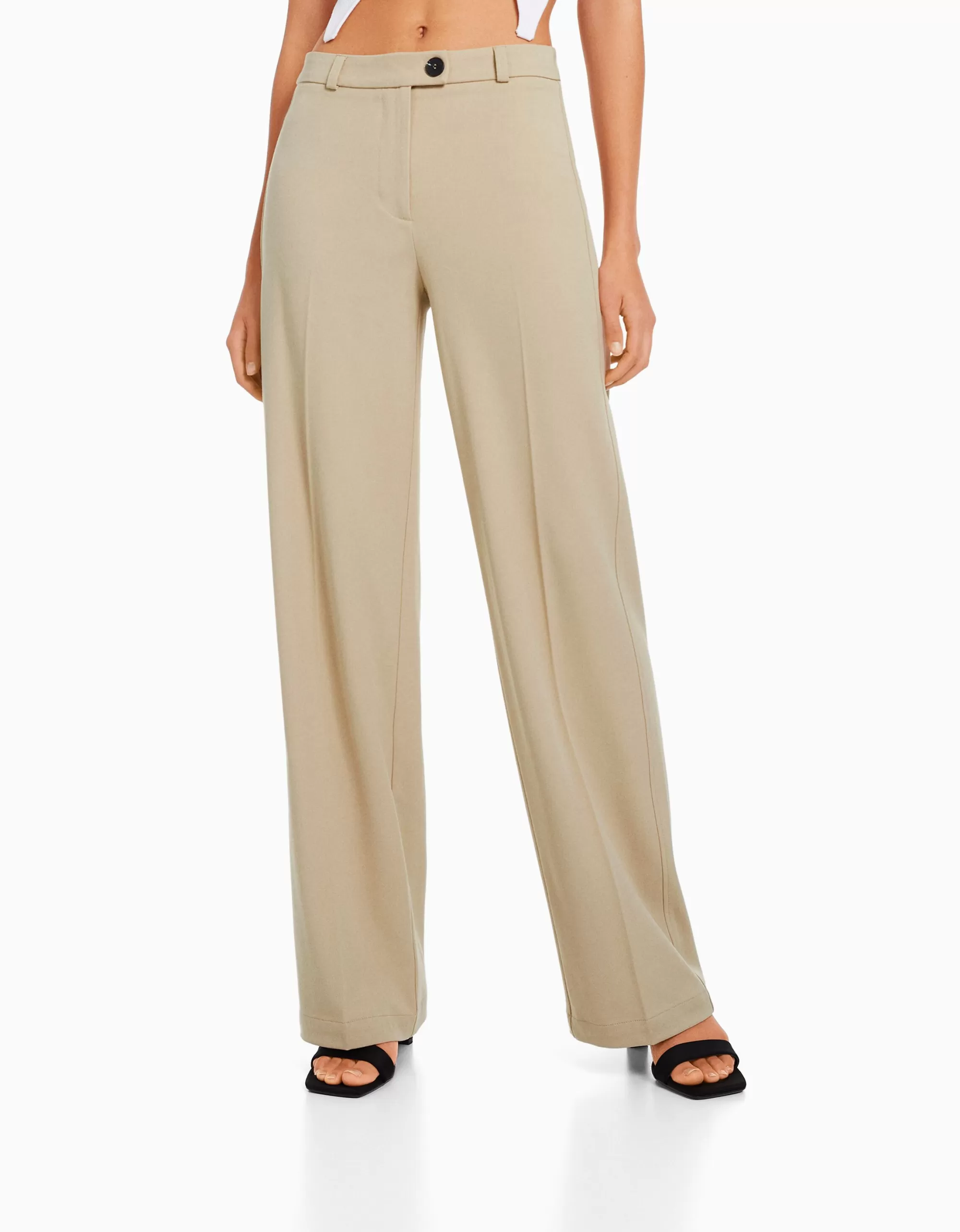 MUJER BERSHKA Pantalón wide leg tailoring trabillas