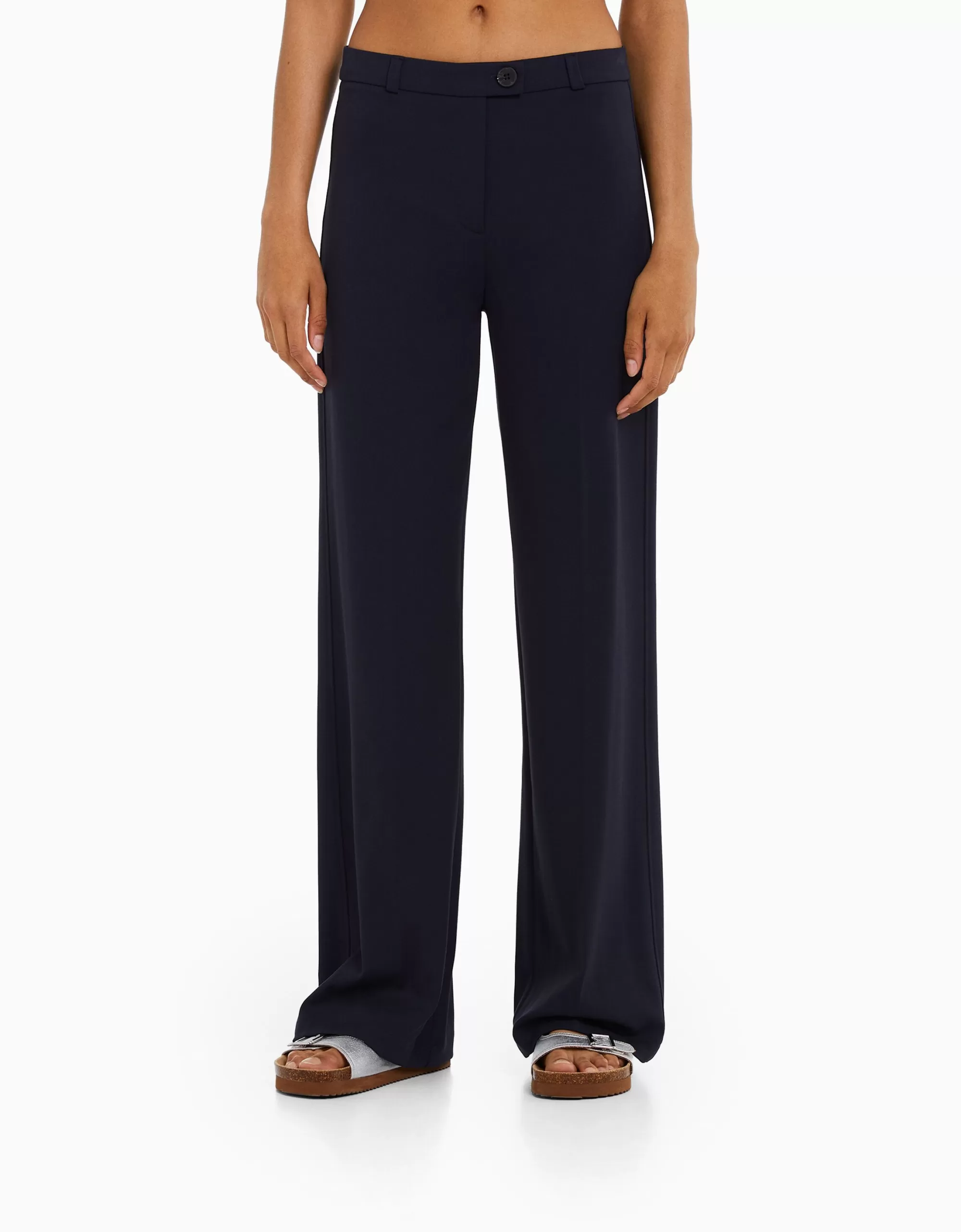 MUJER BERSHKA Pantalón wide leg tailoring trabillas