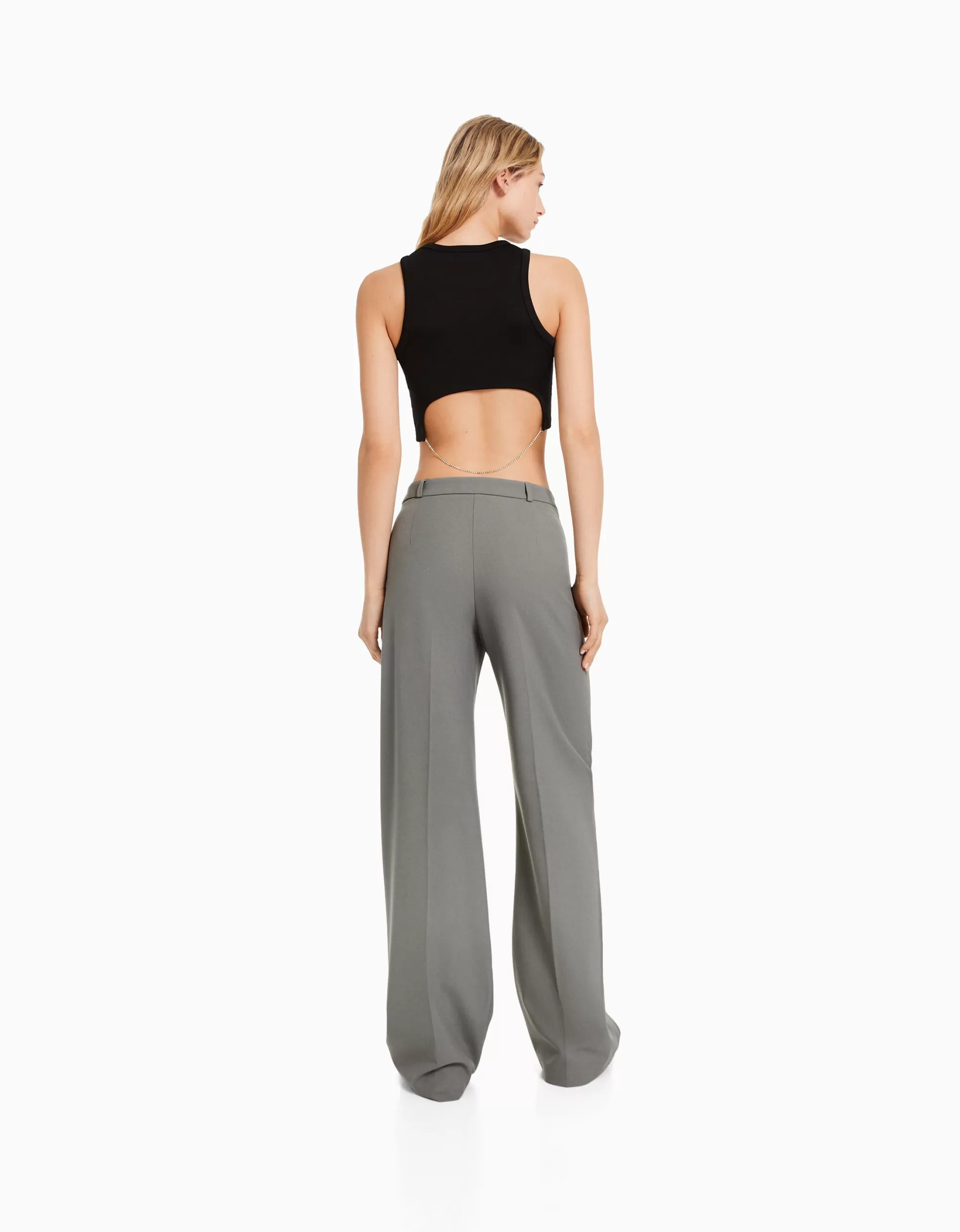 MUJER BERSHKA Pantalón wide leg tailoring trabillas