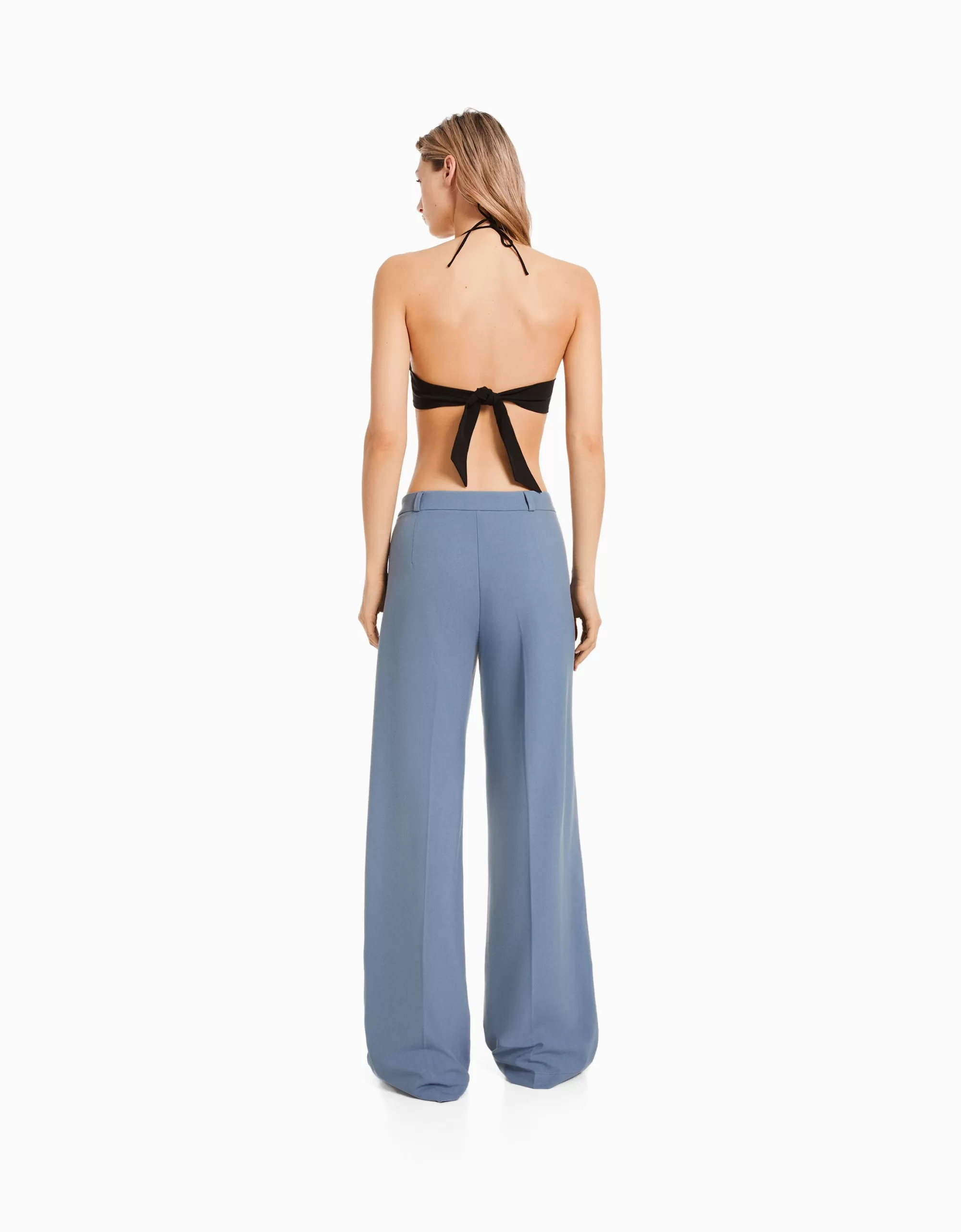 MUJER BERSHKA Pantalón wide leg tailoring trabillas