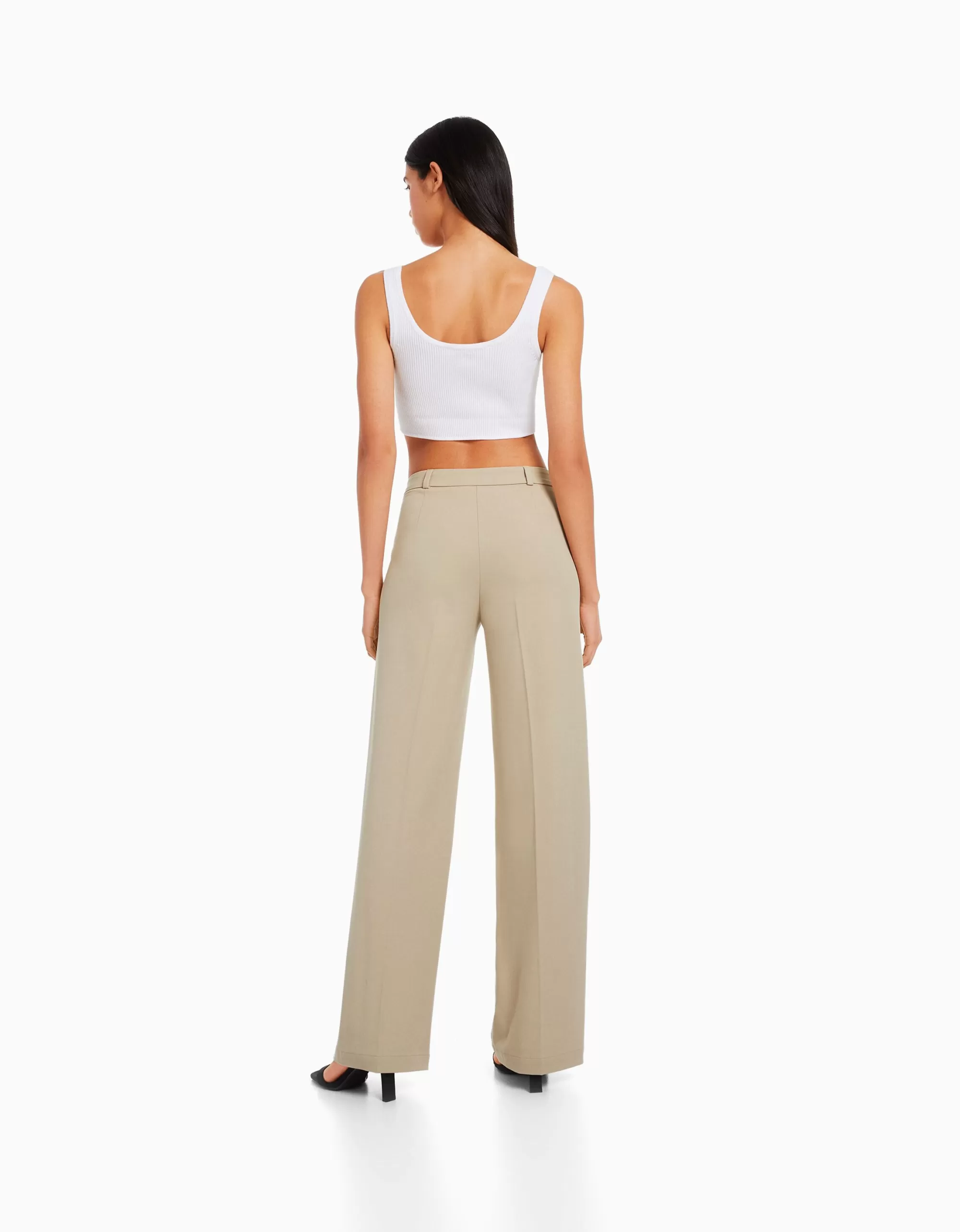 MUJER BERSHKA Pantalón wide leg tailoring trabillas