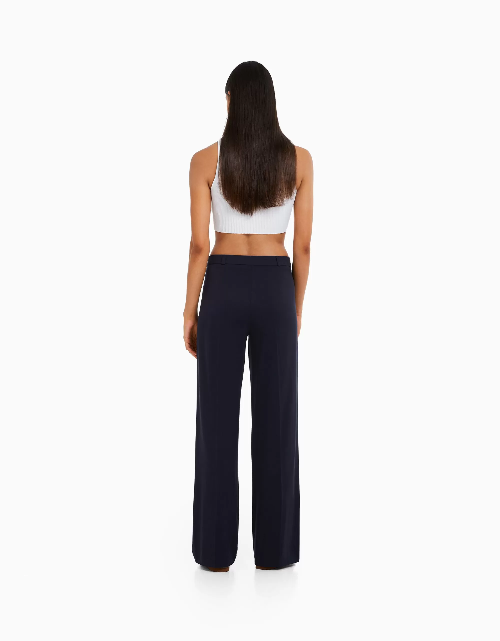 MUJER BERSHKA Pantalón wide leg tailoring trabillas