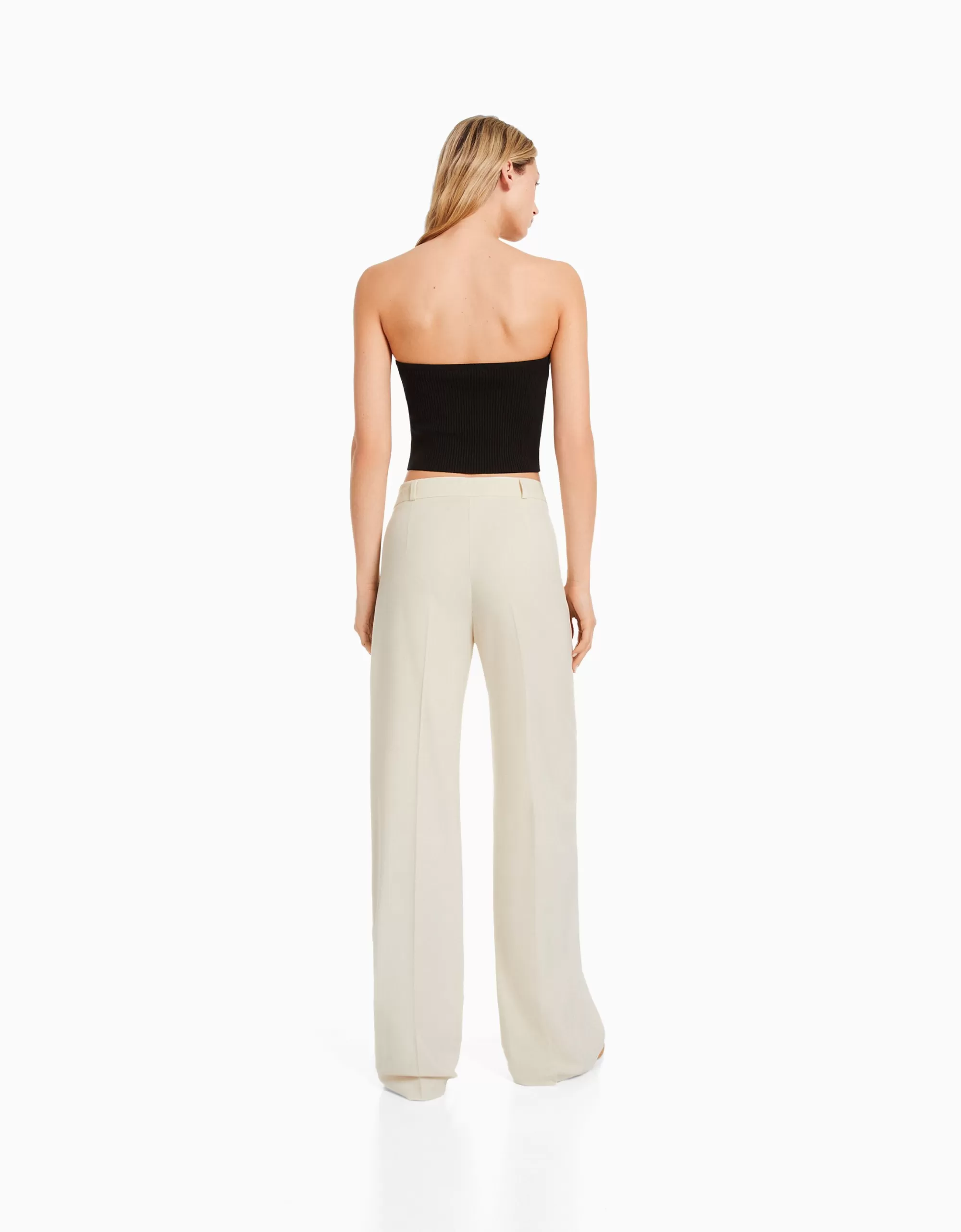 MUJER BERSHKA Pantalón wide leg tailoring trabillas