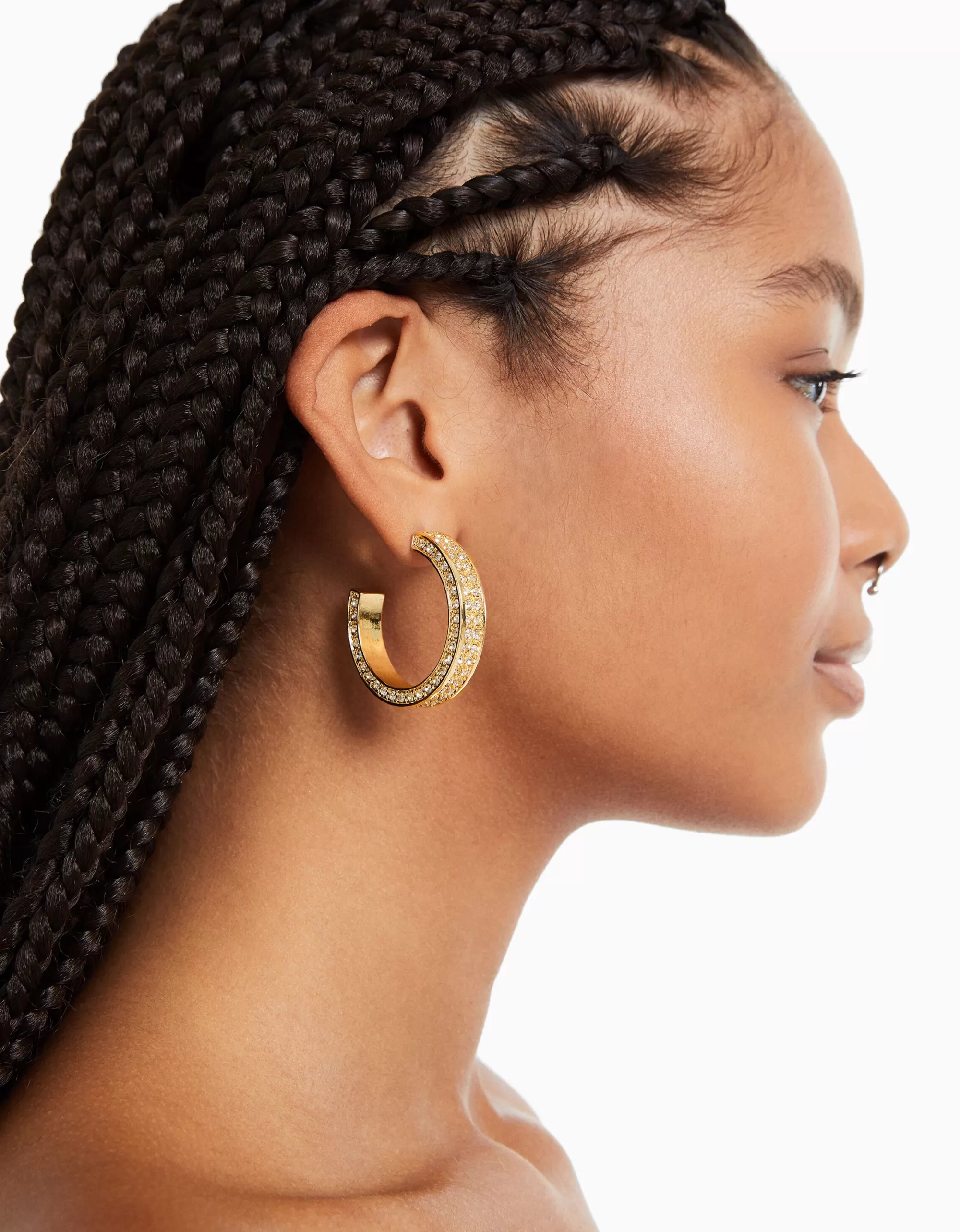MUJER BERSHKA Pendientes aros pedrería