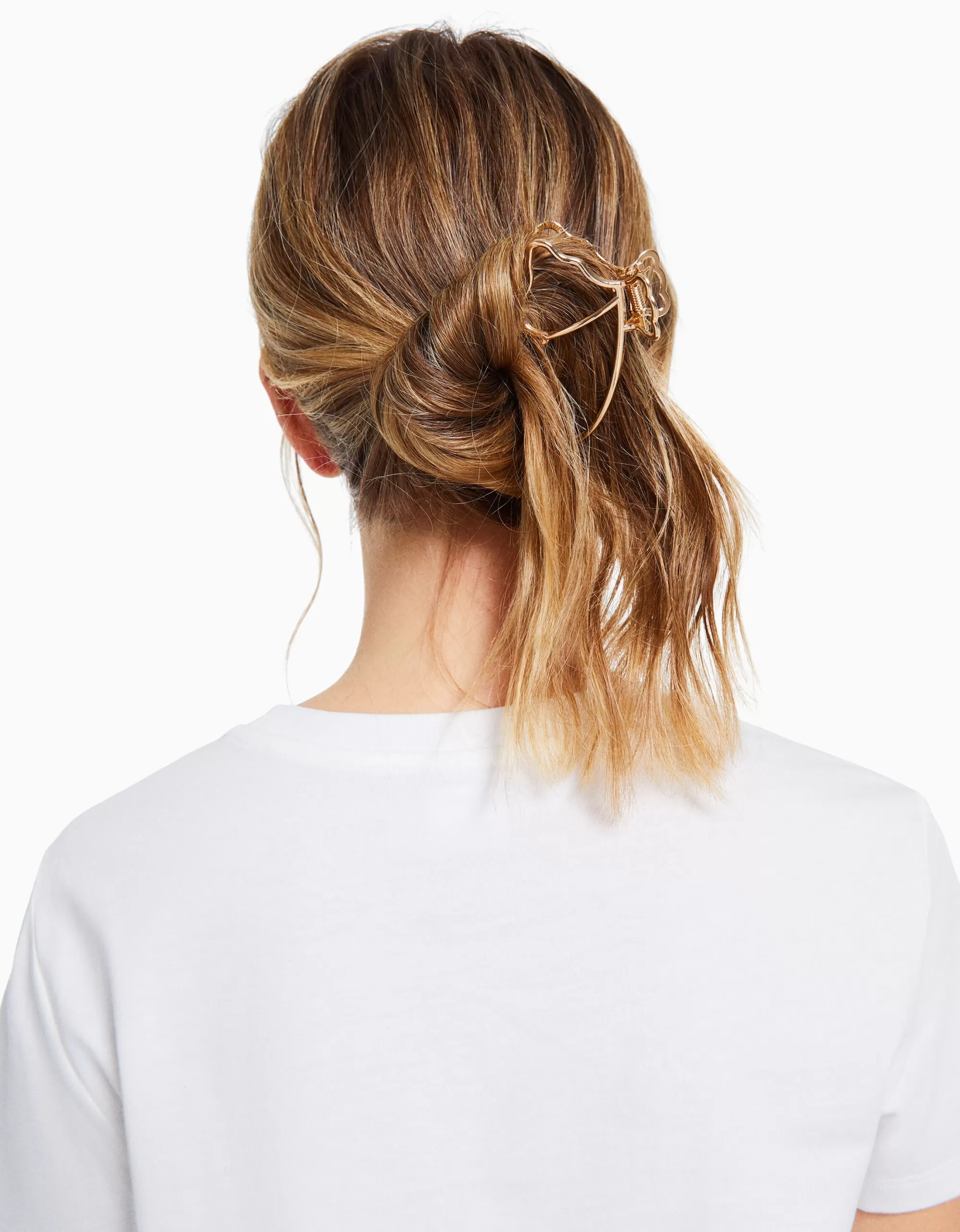 MUJER BERSHKA Pinza metálica dorada mariposa