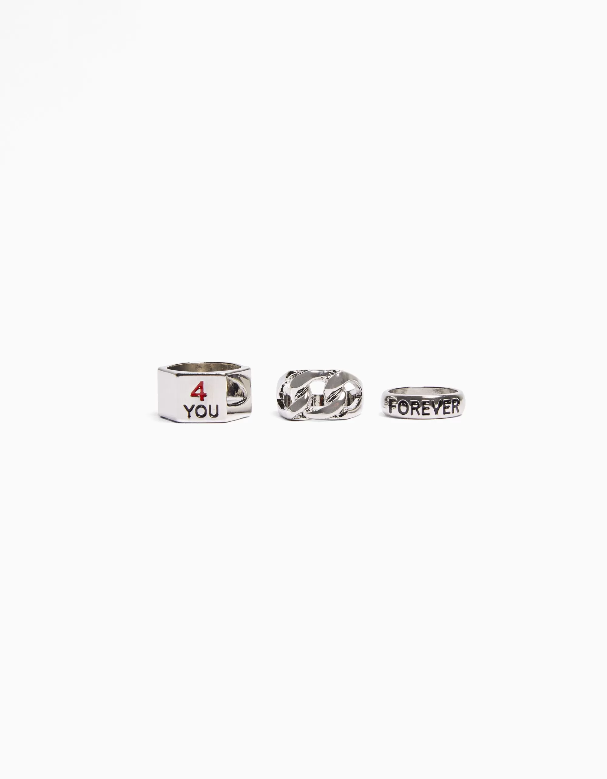 MUJER BERSHKA Set 3 anillos love