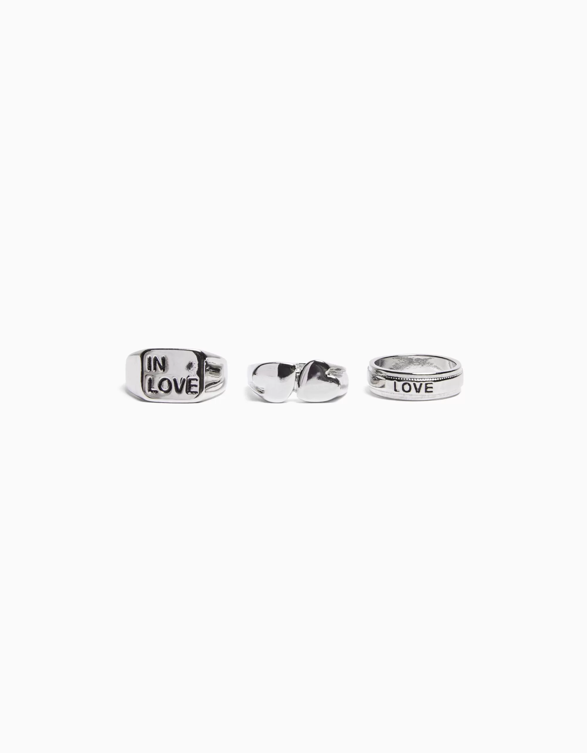 MUJER BERSHKA Set 3 anillos love