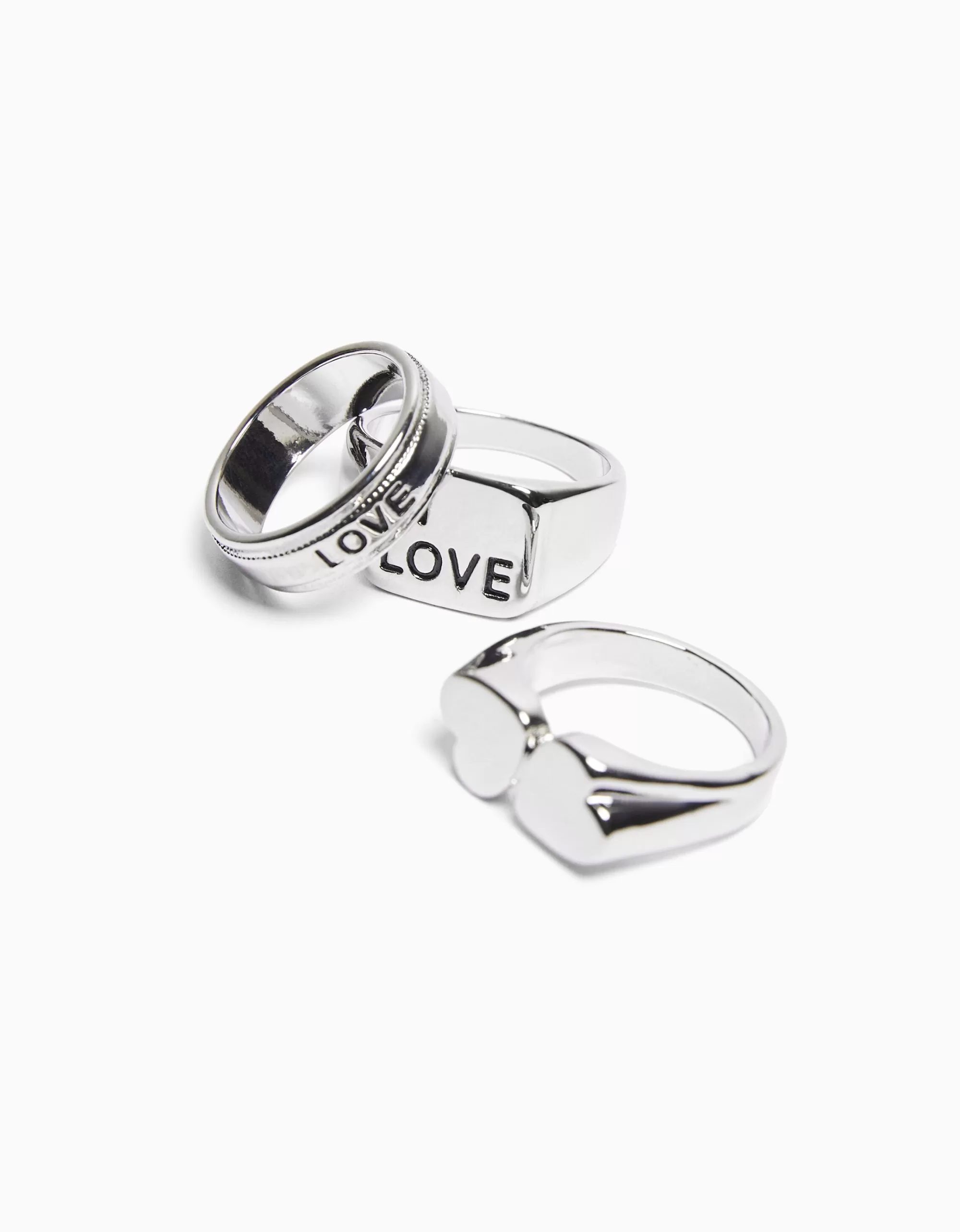 HOMBRE BERSHKA Set 3 anillos love Aspecto Moda