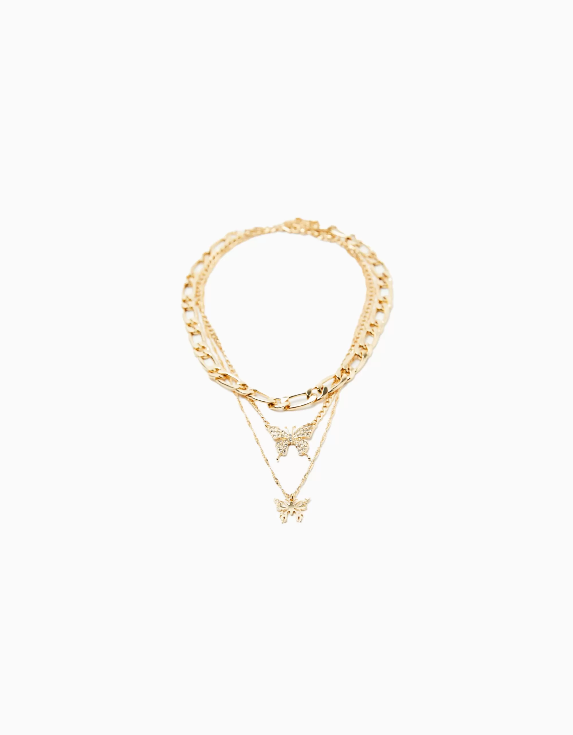 MUJER BERSHKA Set 3 collares mariposa