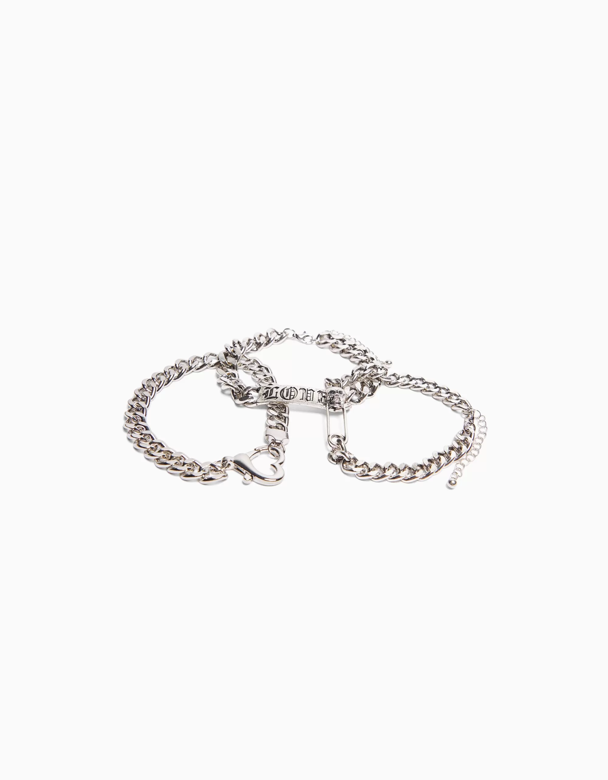 MUJER BERSHKA Set 3 pulseras cadenas