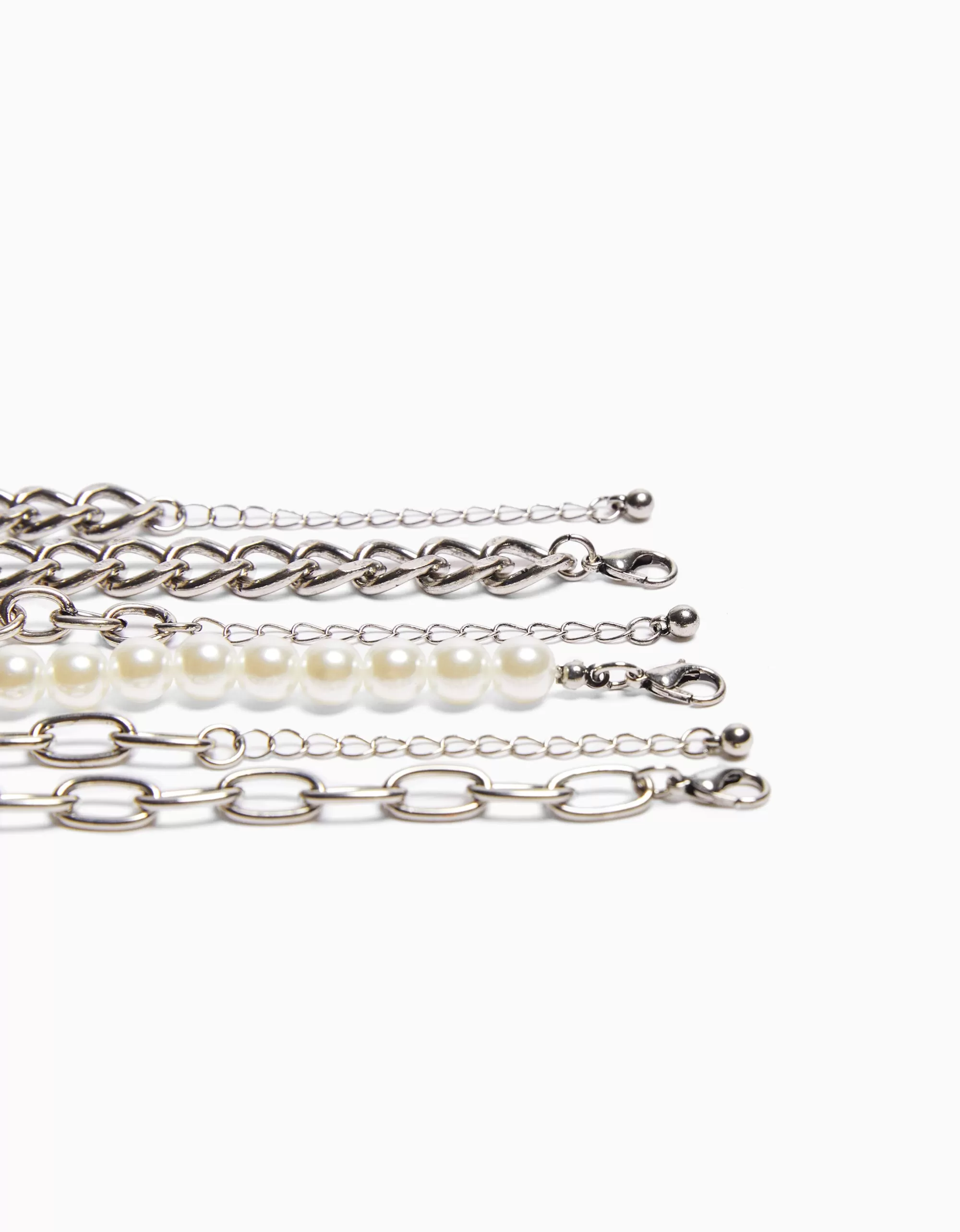 HOMBRE BERSHKA Set 3 pulseras perlas cadenas