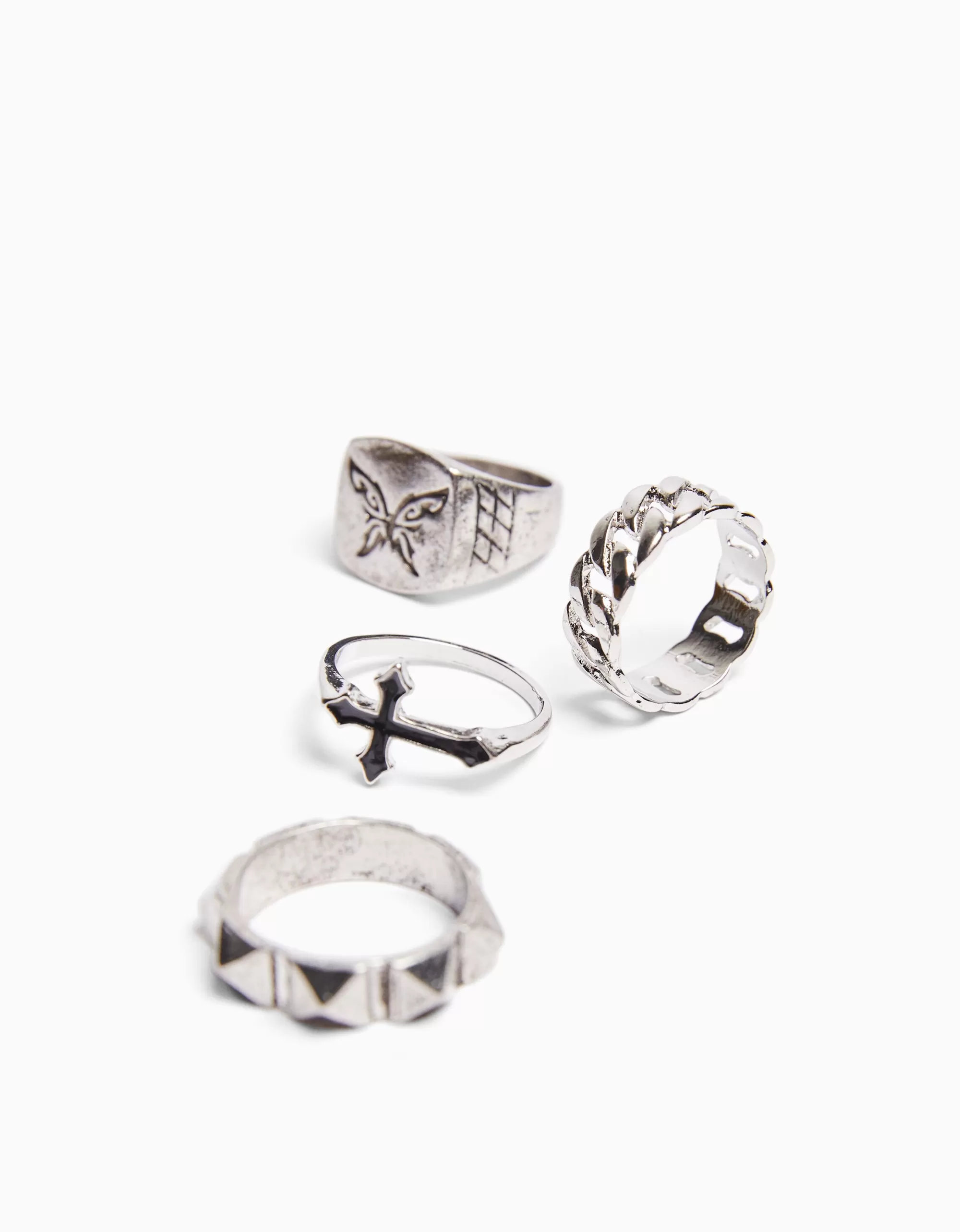HOMBRE BERSHKA Set 4 anillos