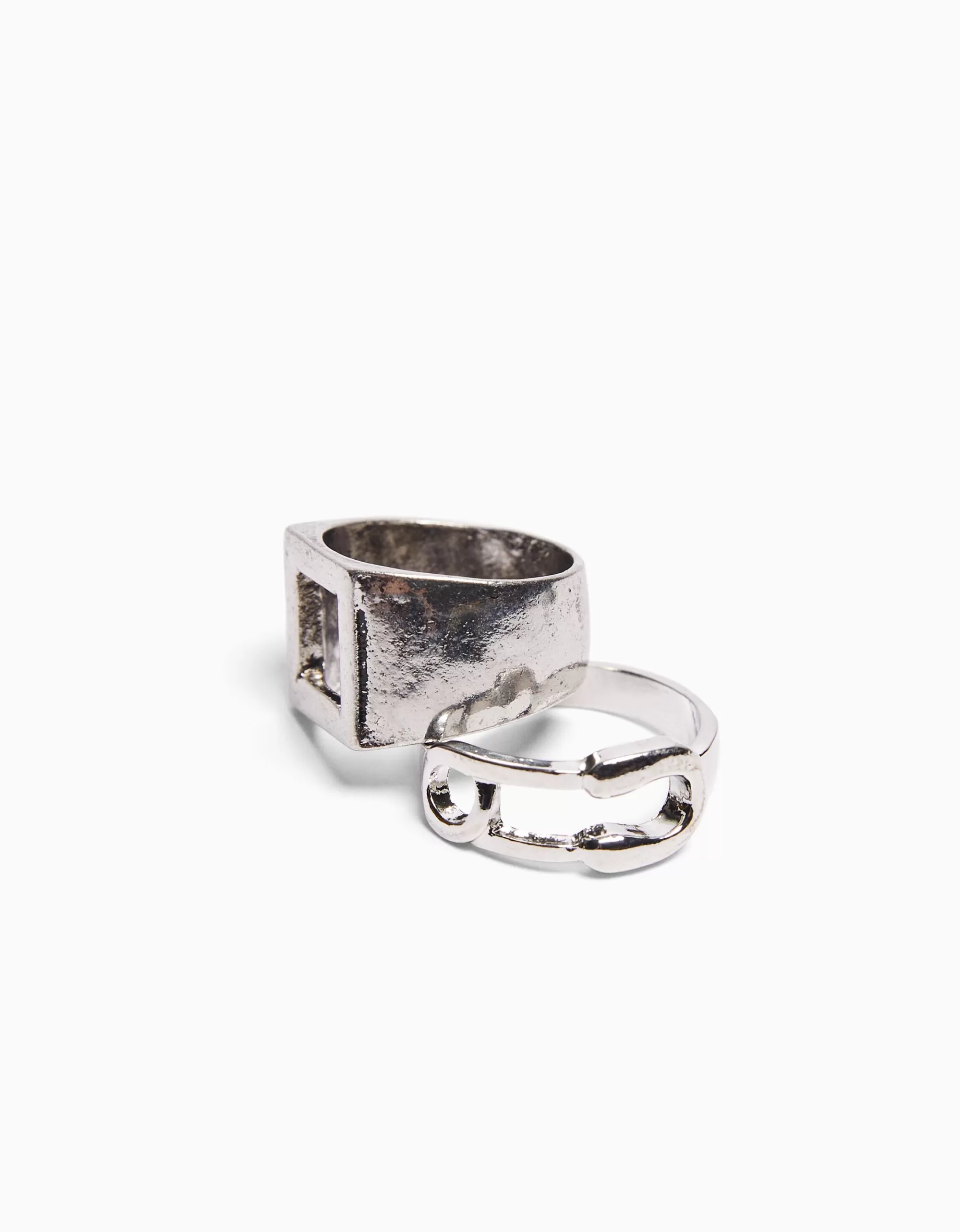 HOMBRE BERSHKA Set 4 anillos candado cadena