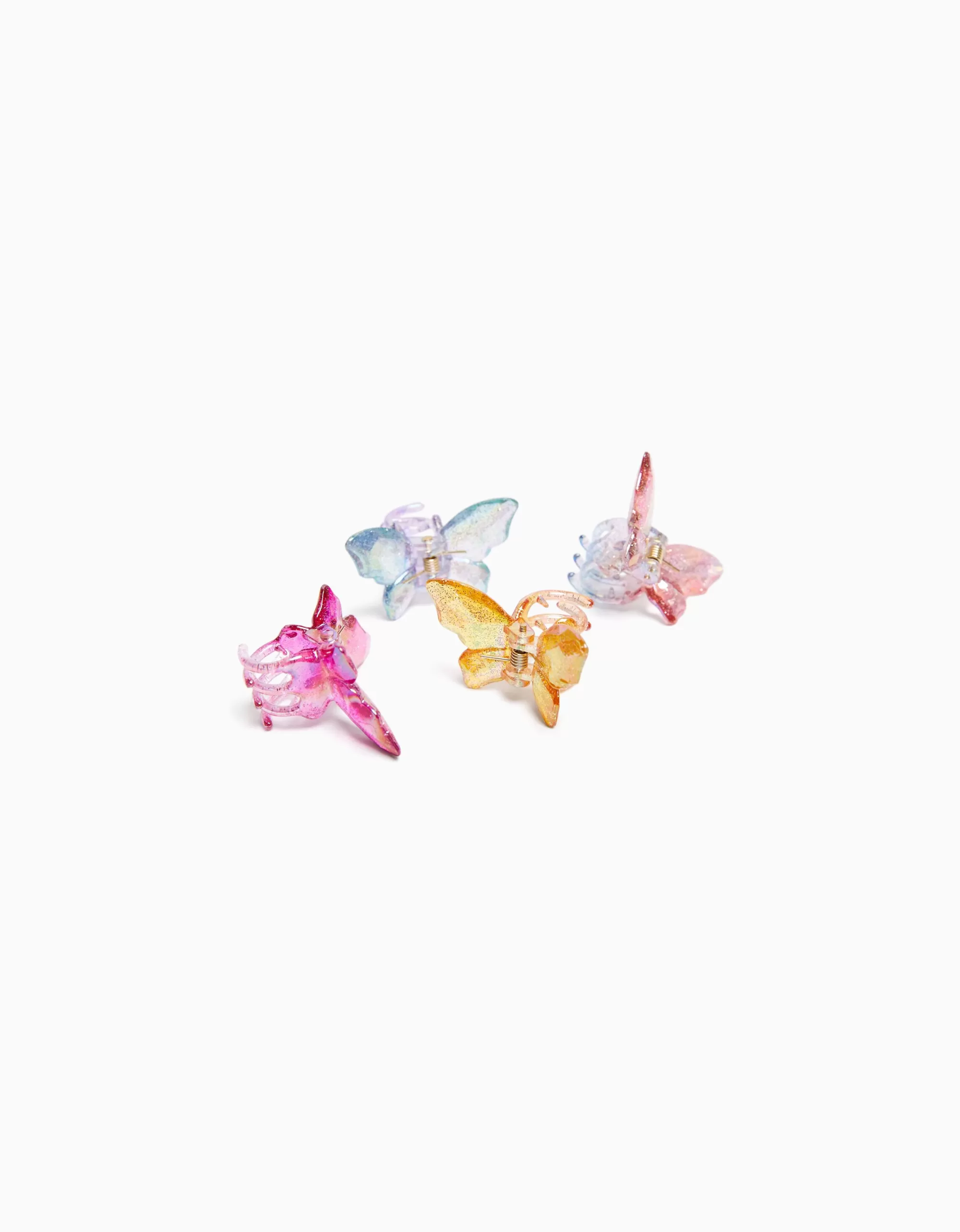 MUJER BERSHKA Set 4 pinzas pelo mariposas colores