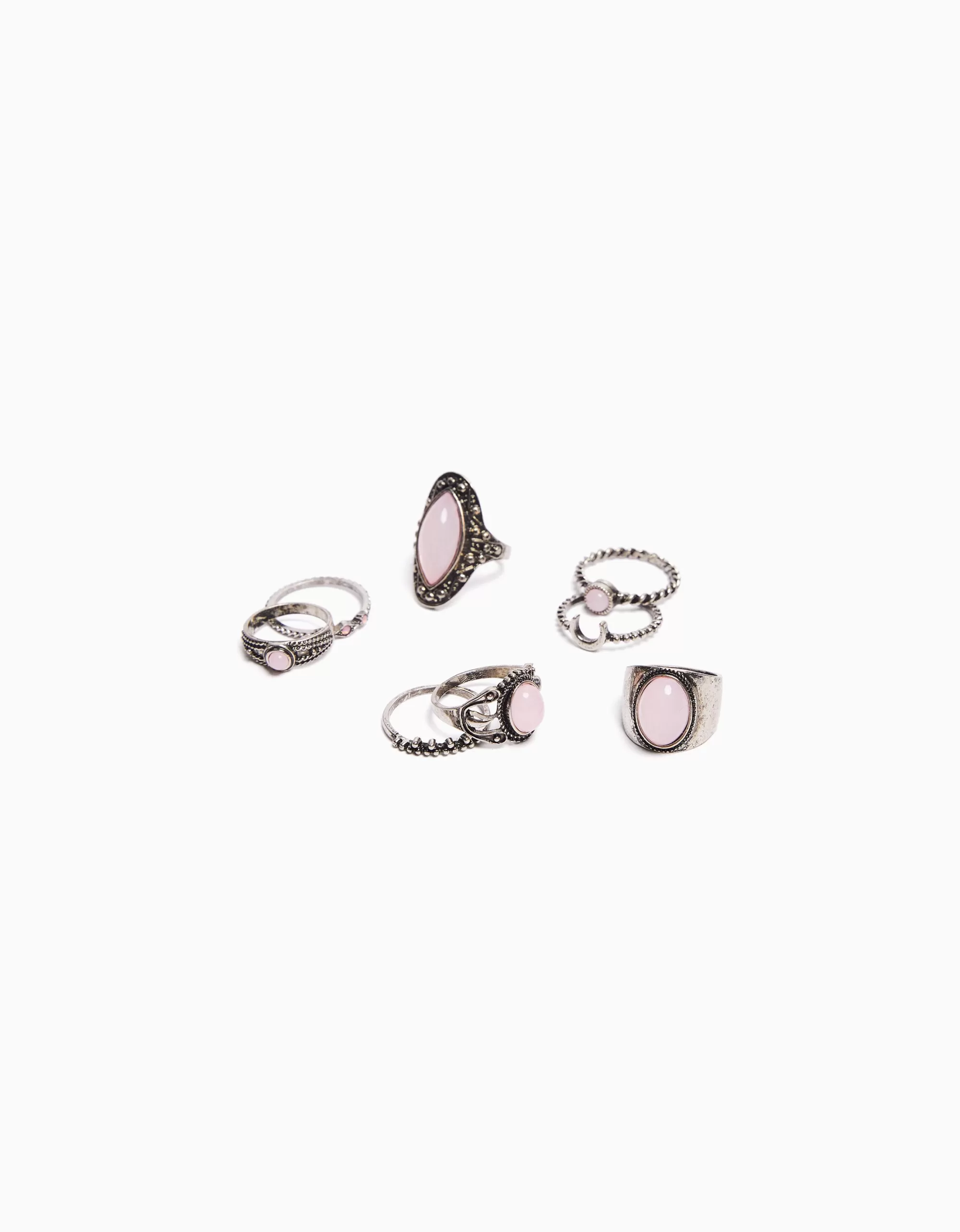 MUJER BERSHKA Set 8 anillos boho