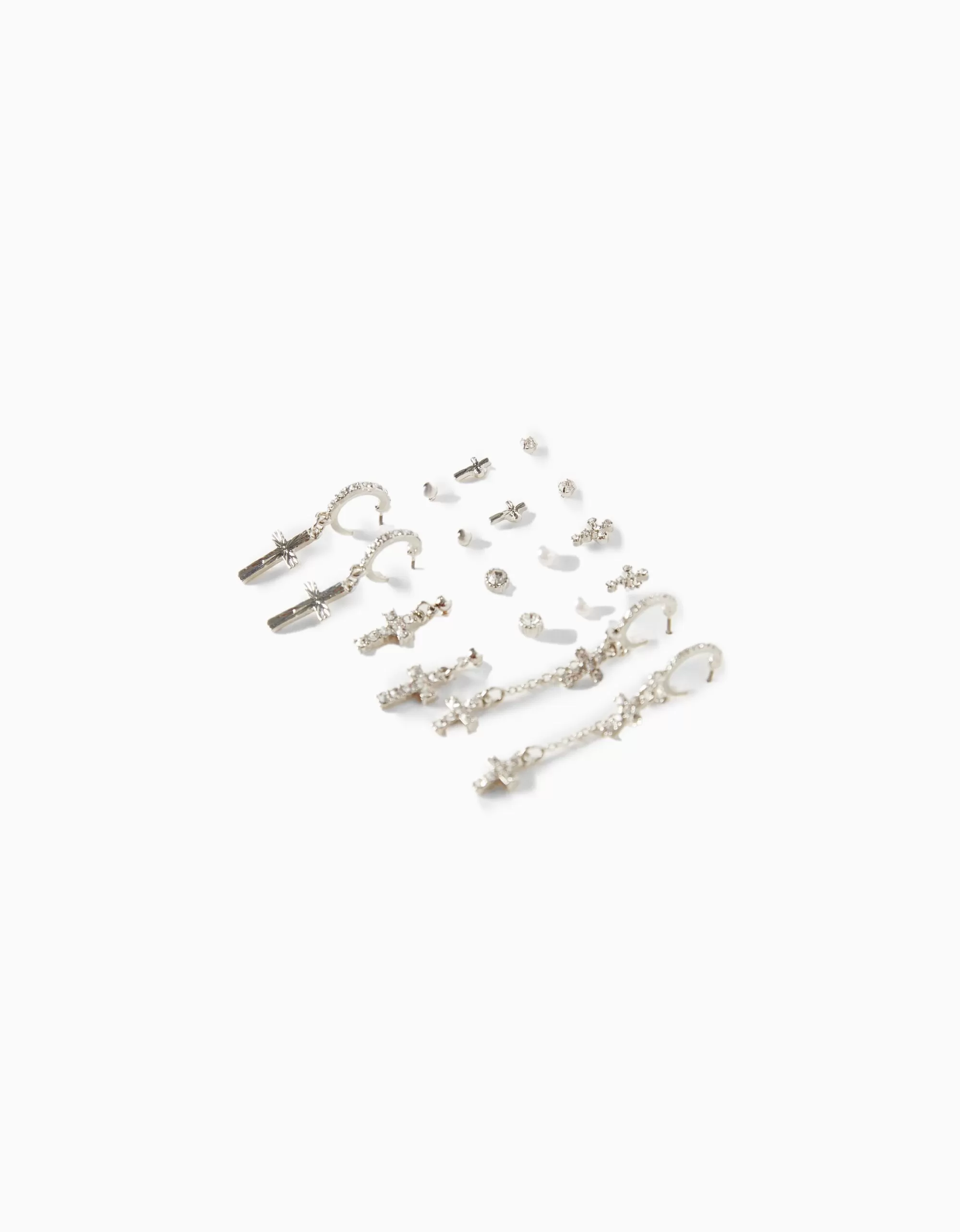 MUJER BERSHKA Set 9 pares de pendientes cruz