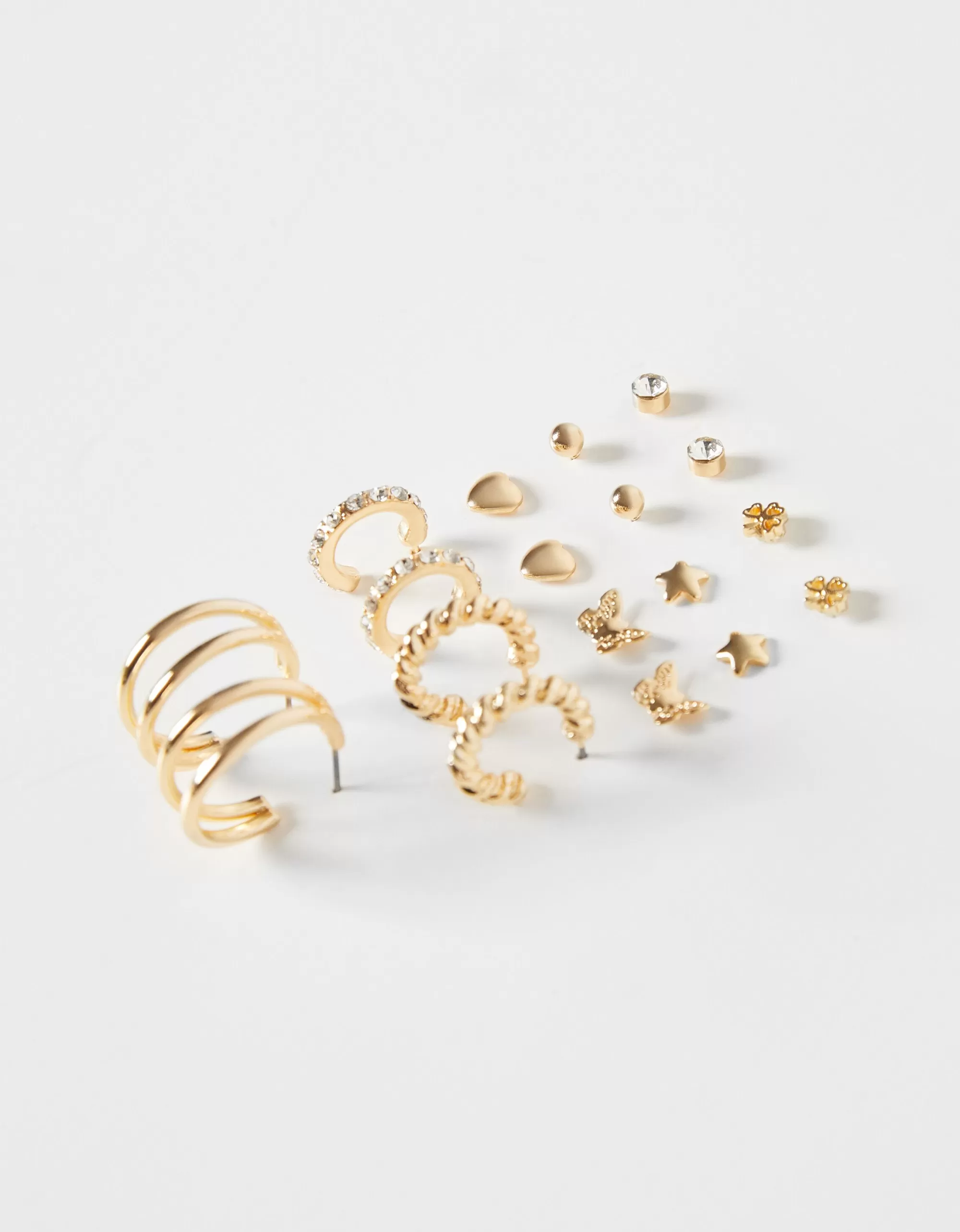 MUJER BERSHKA Set 9 pendientes aros corazón