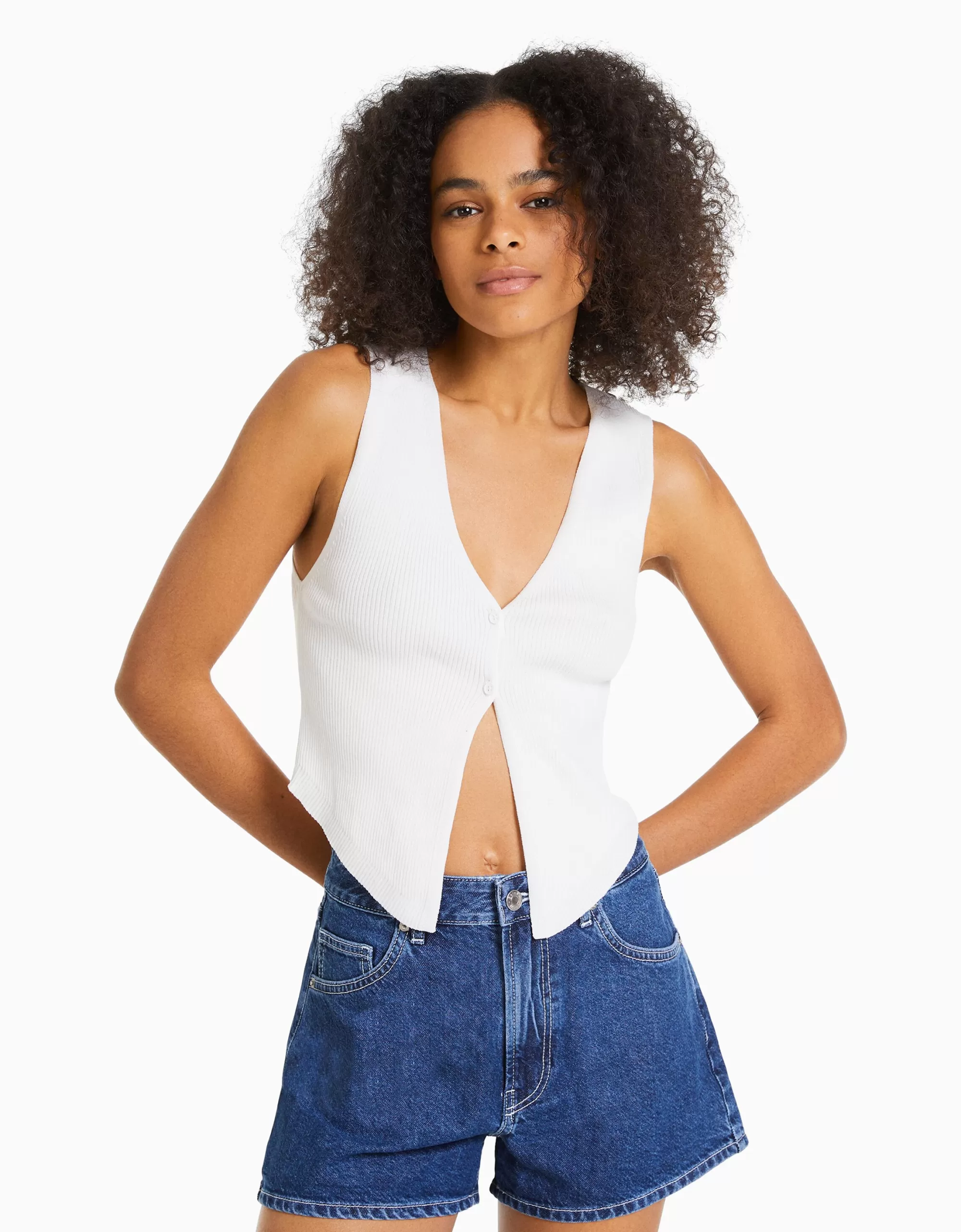 MUJER BERSHKA Short denim mom
