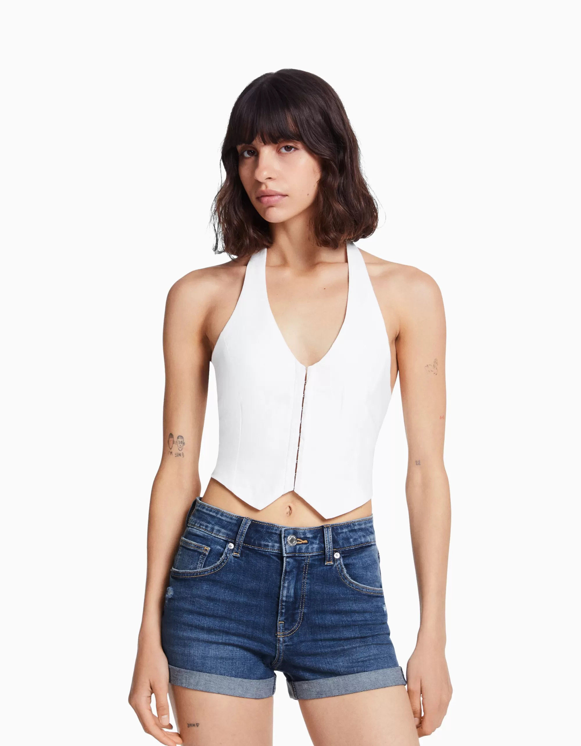 MUJER BERSHKA Short denim roll up