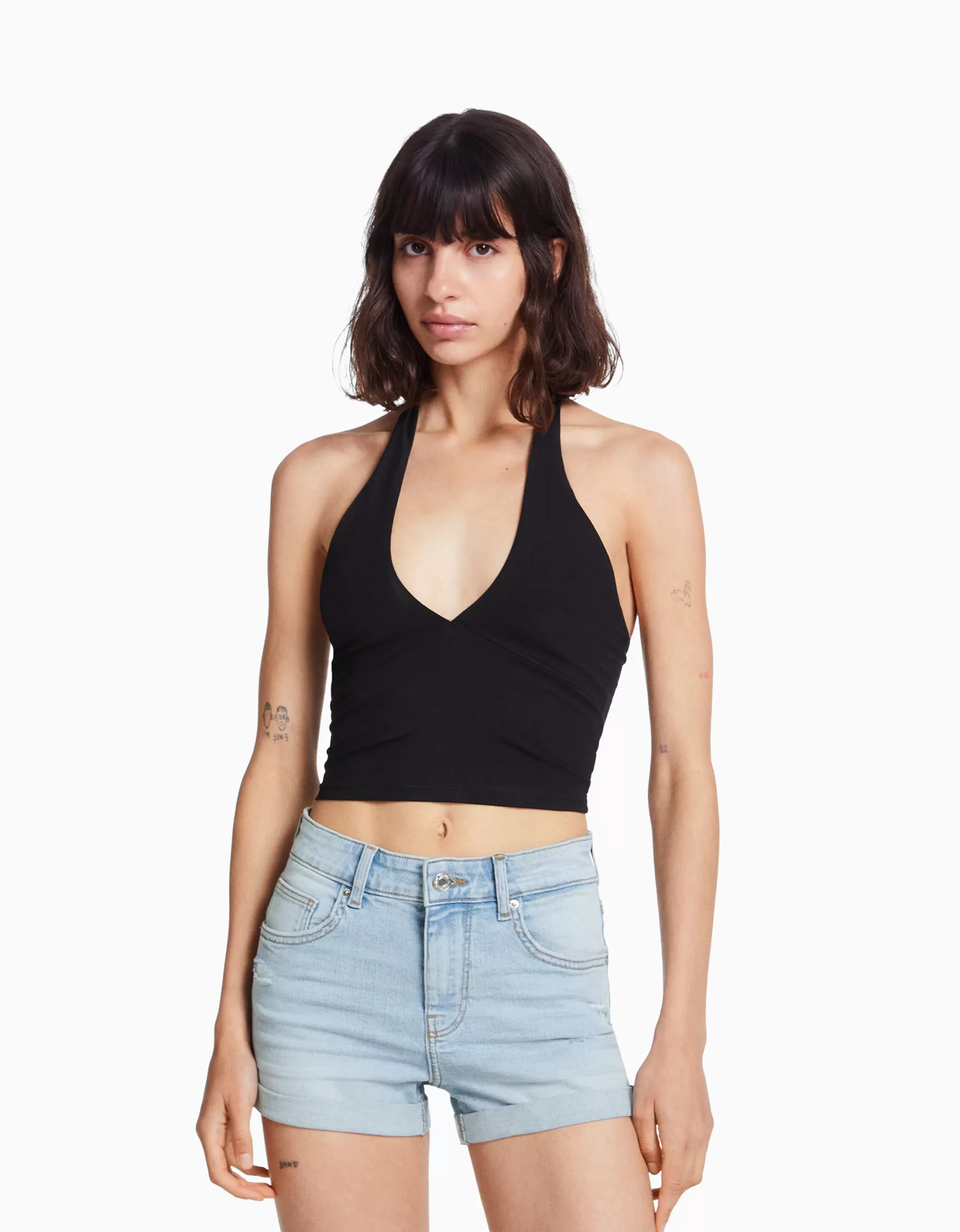 MUJER BERSHKA Short denim roll up