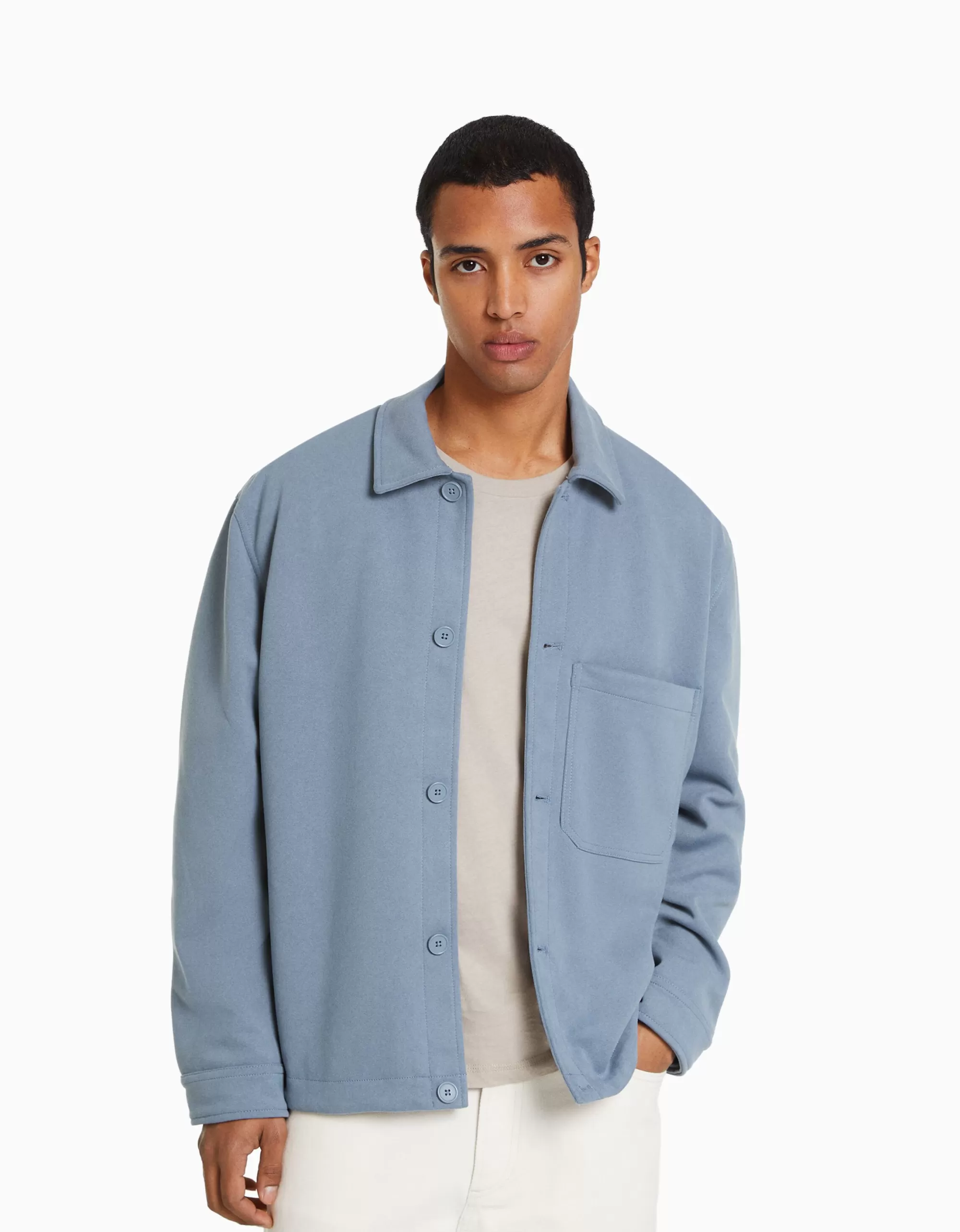 HOMBRE BERSHKA Sobrecamisa efecto ante