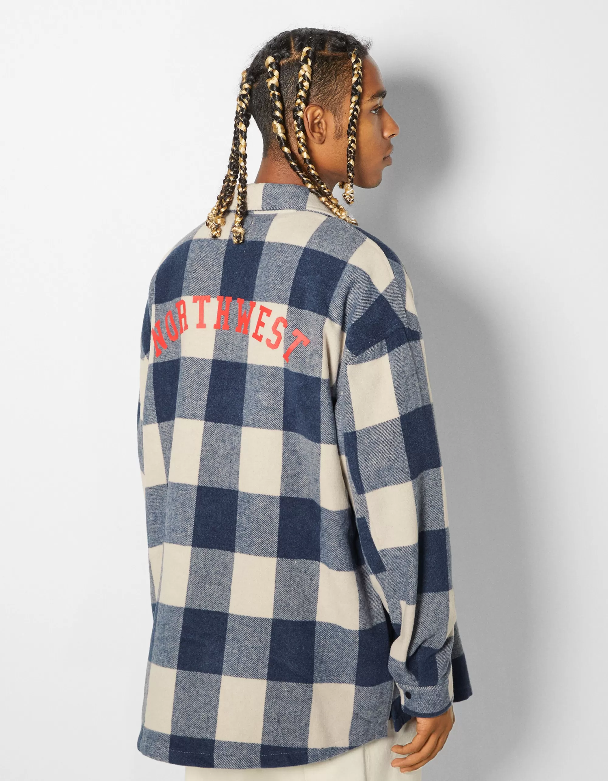 MUJER BERSHKA Sobrecamisa franela cuadros
