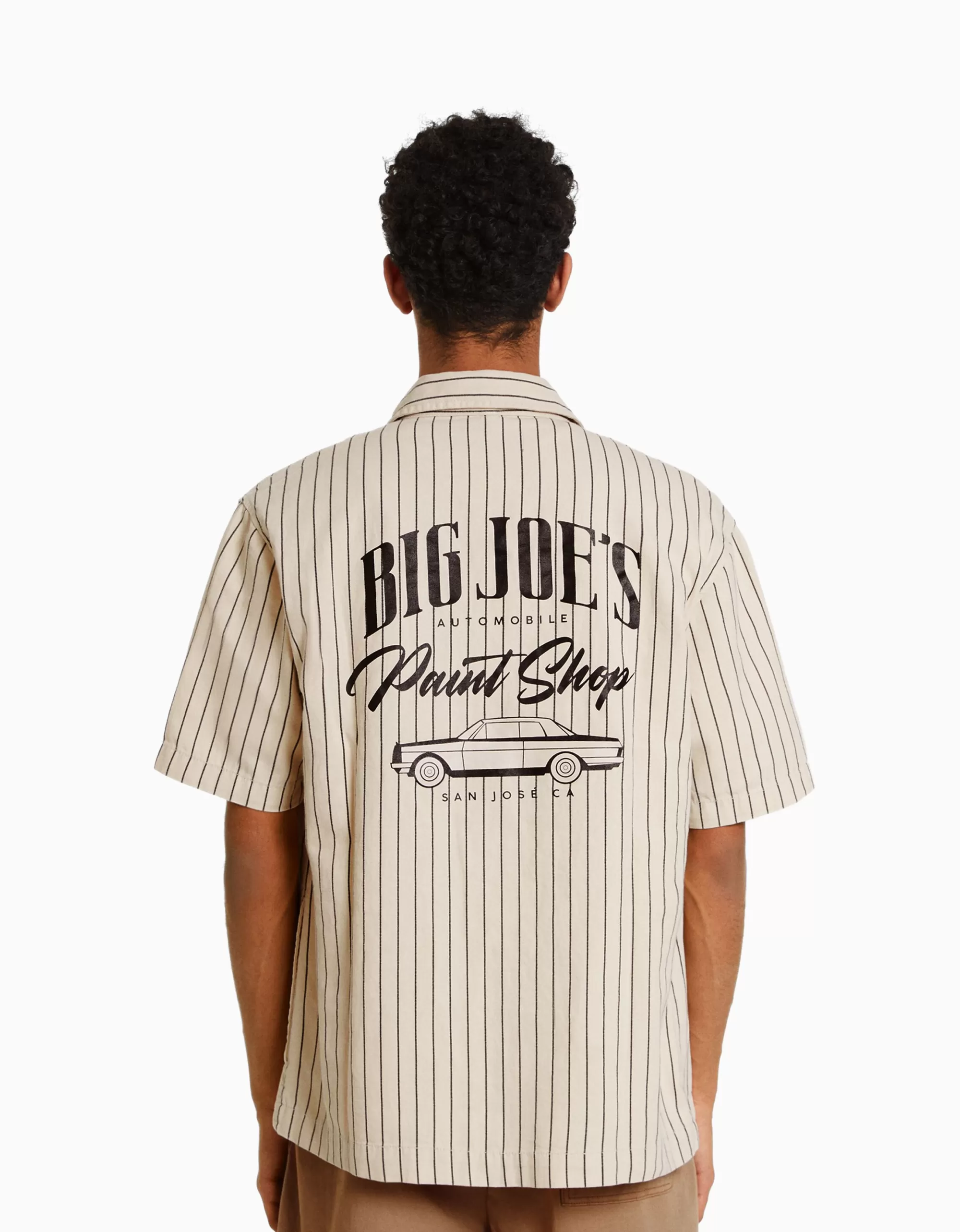 HOMBRE BERSHKA Sobrecamisa manga corta canvas cremallera