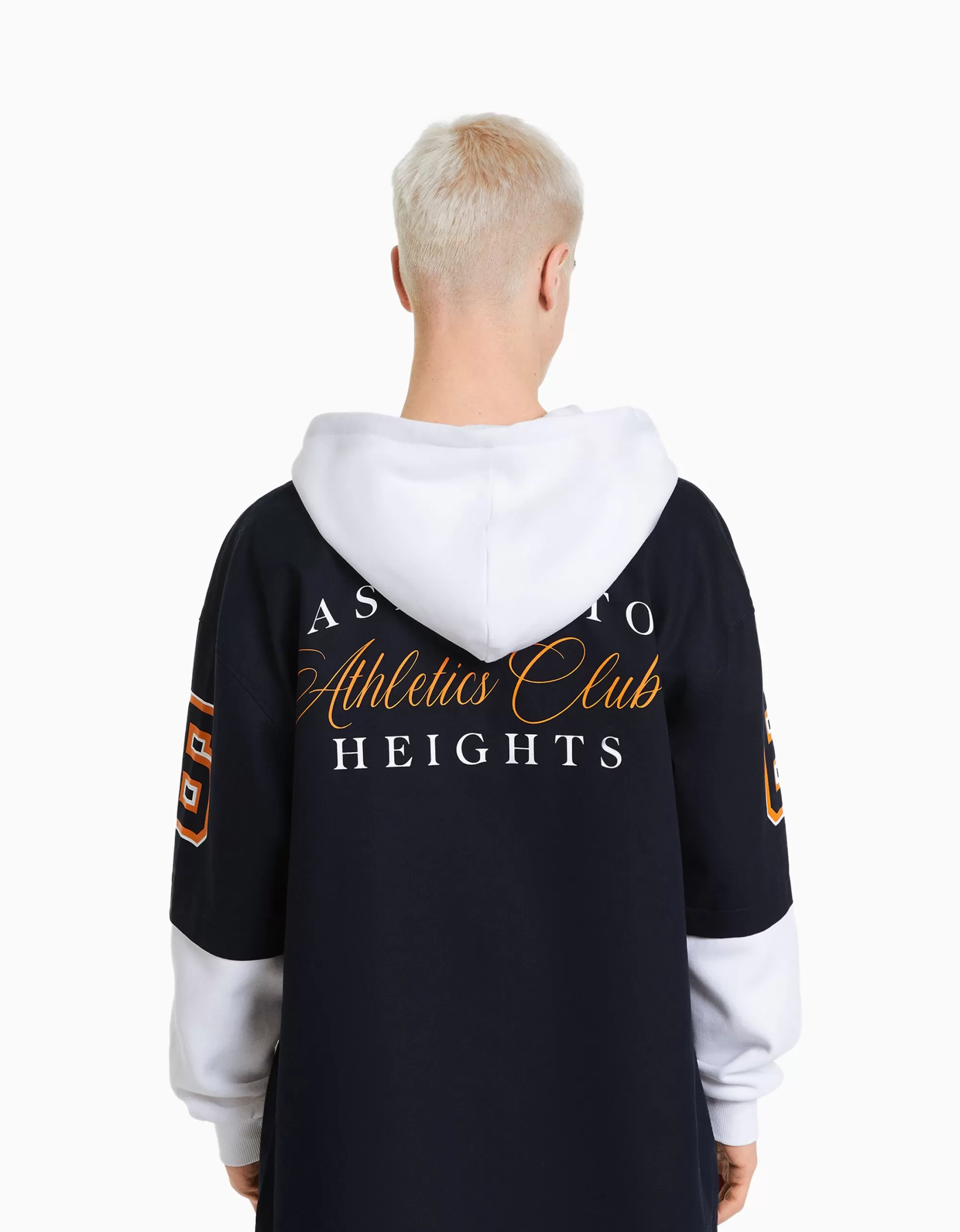 HOMBRE BERSHKA Sobrecamisa manga larga capucha felpa varsity