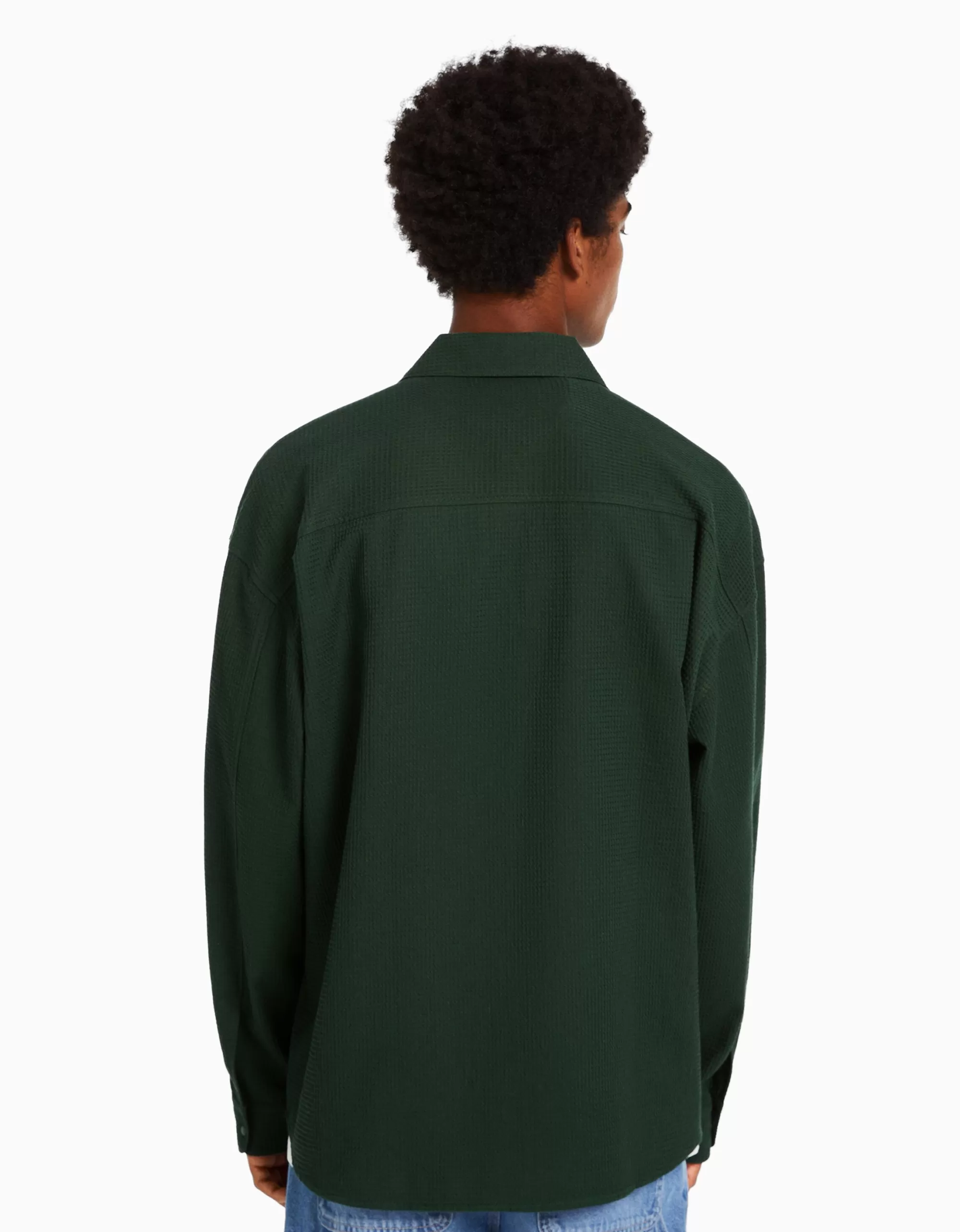HOMBRE BERSHKA Sobrecamisa manga larga snaps waffle