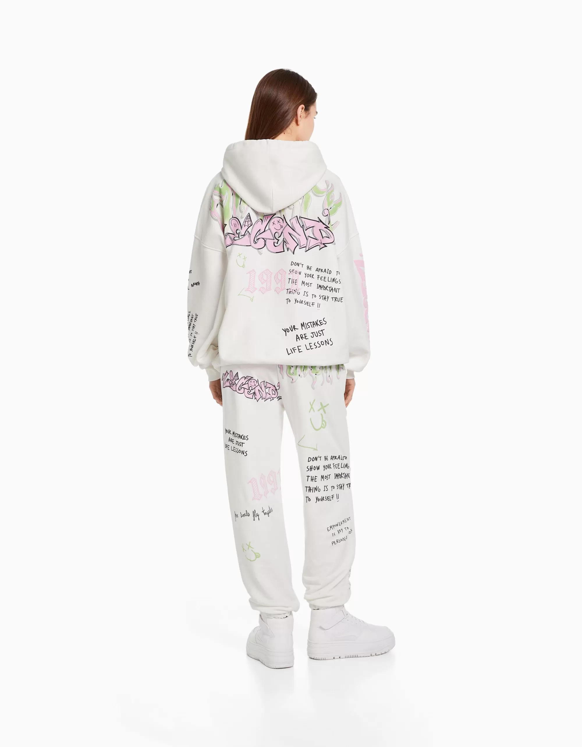 MUJER BERSHKA Sudadera capucha print