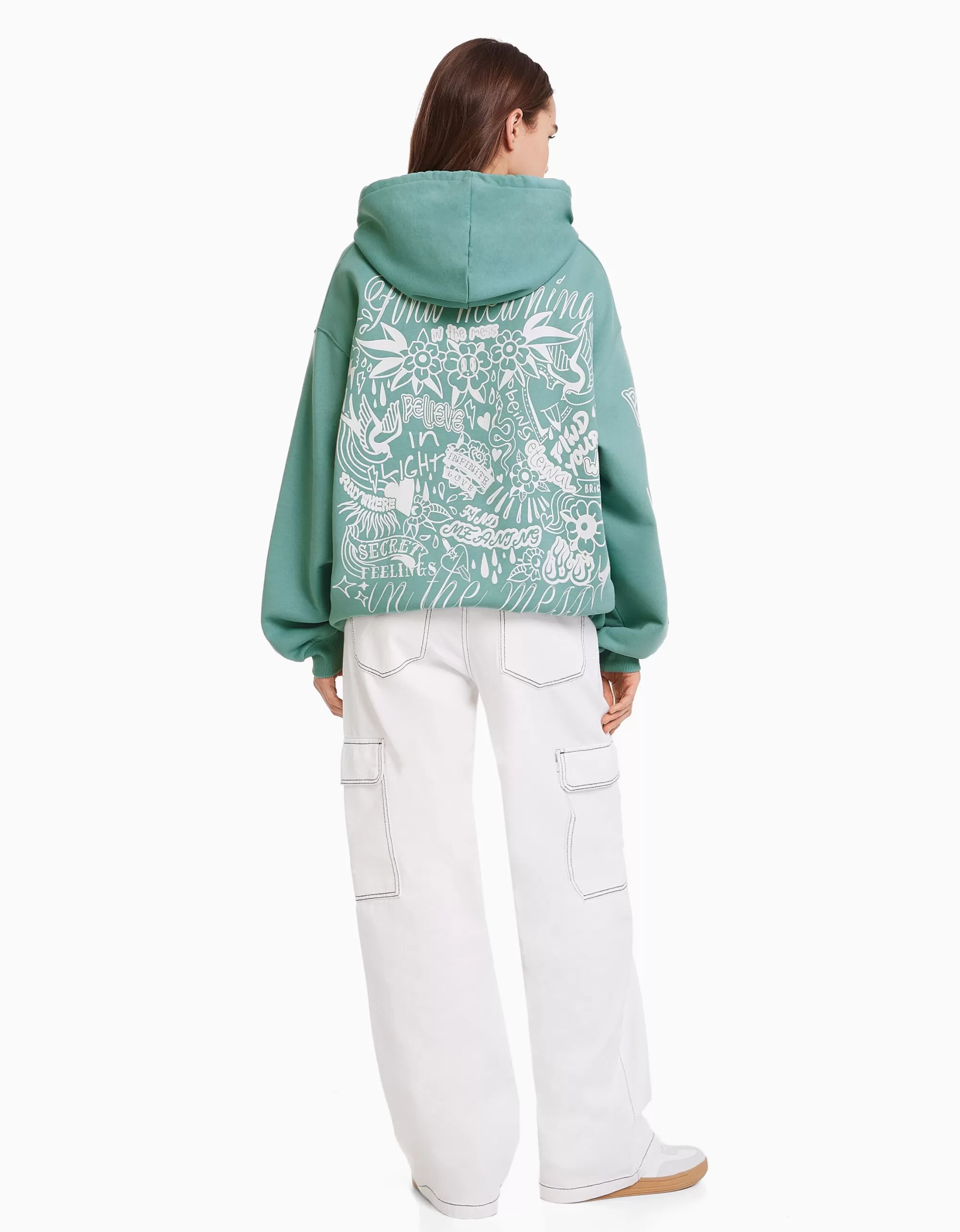 MUJER BERSHKA Sudadera capucha print