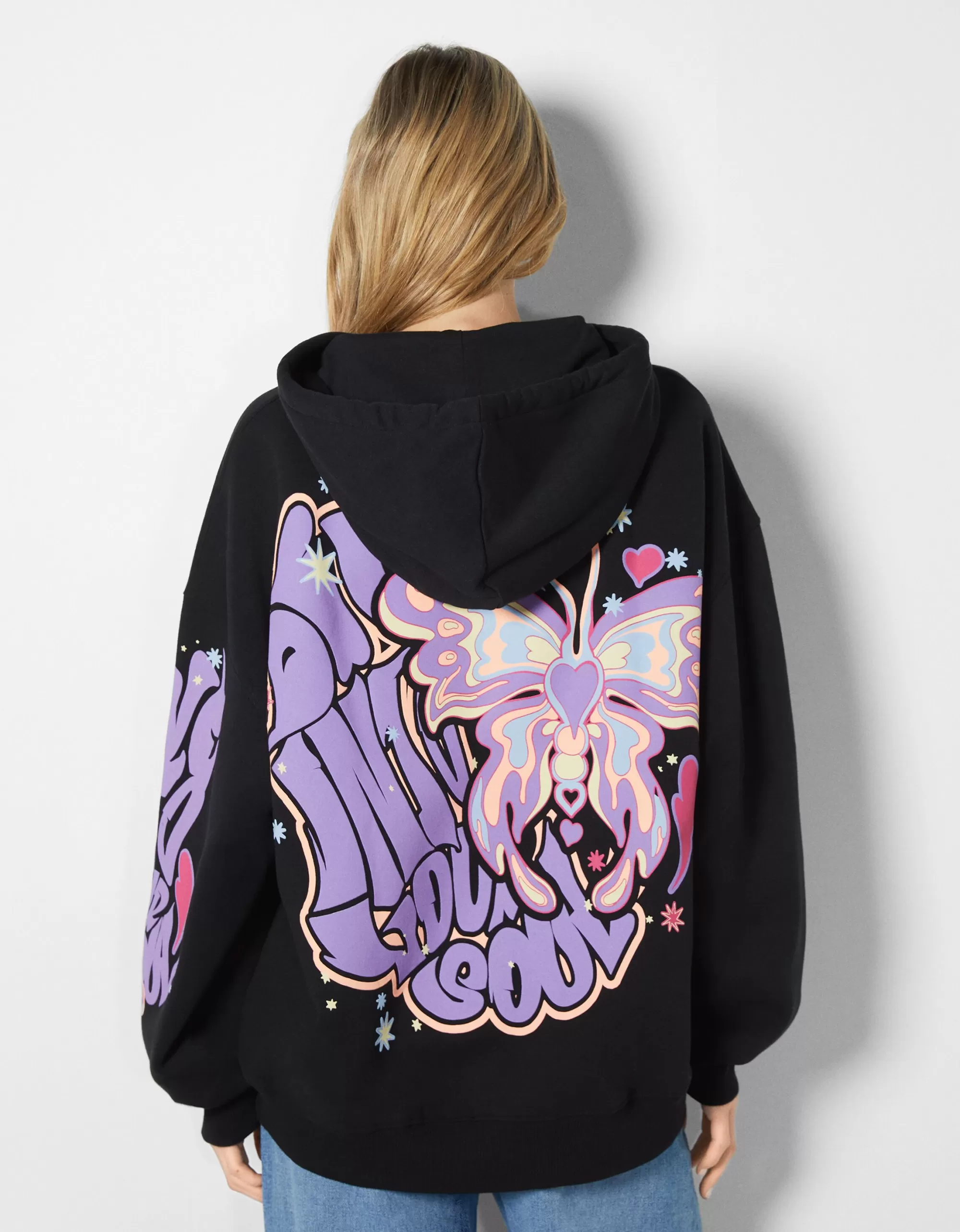 MUJER BERSHKA Sudadera capucha print
