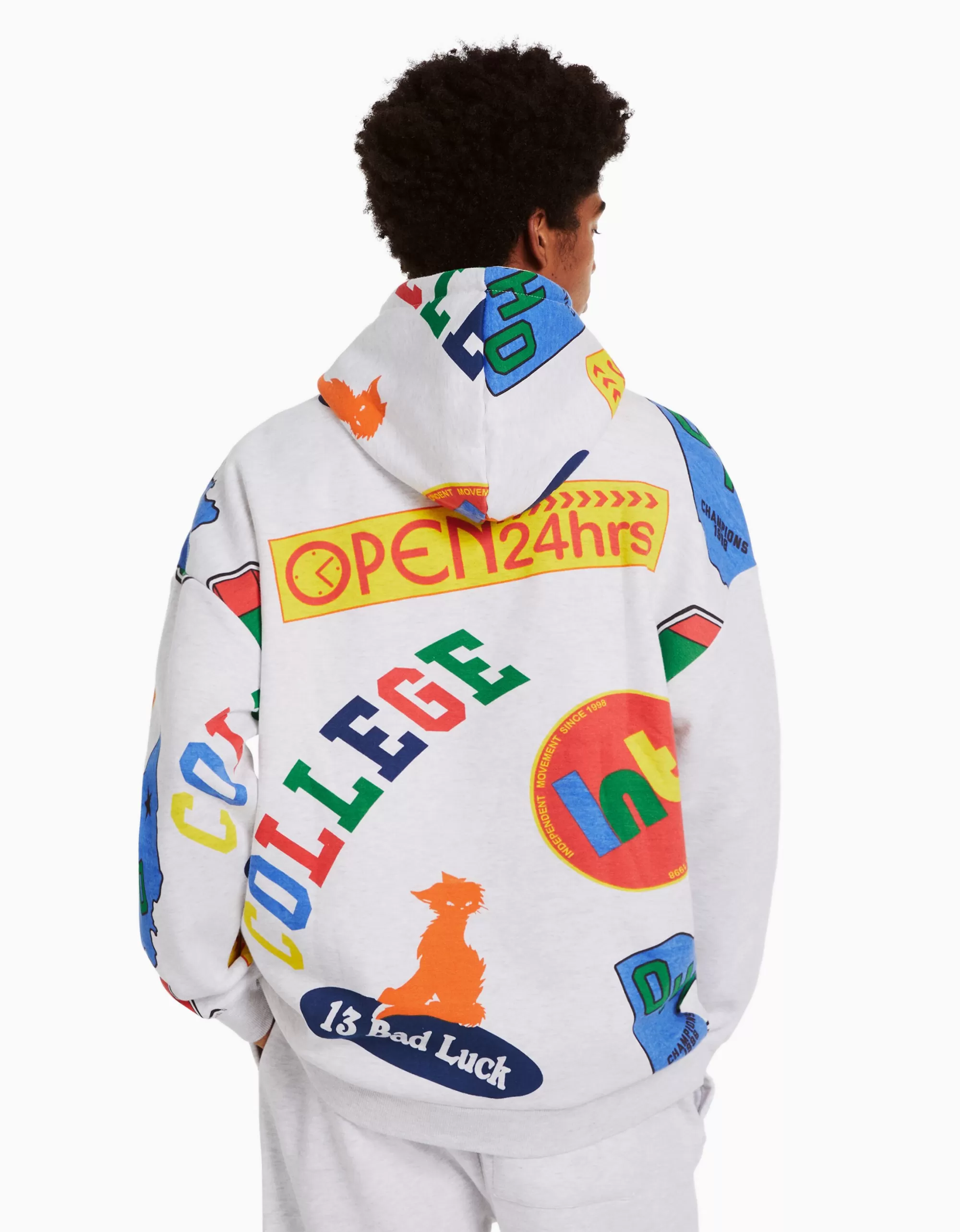 HOMBRE BERSHKA Sudadera capucha print