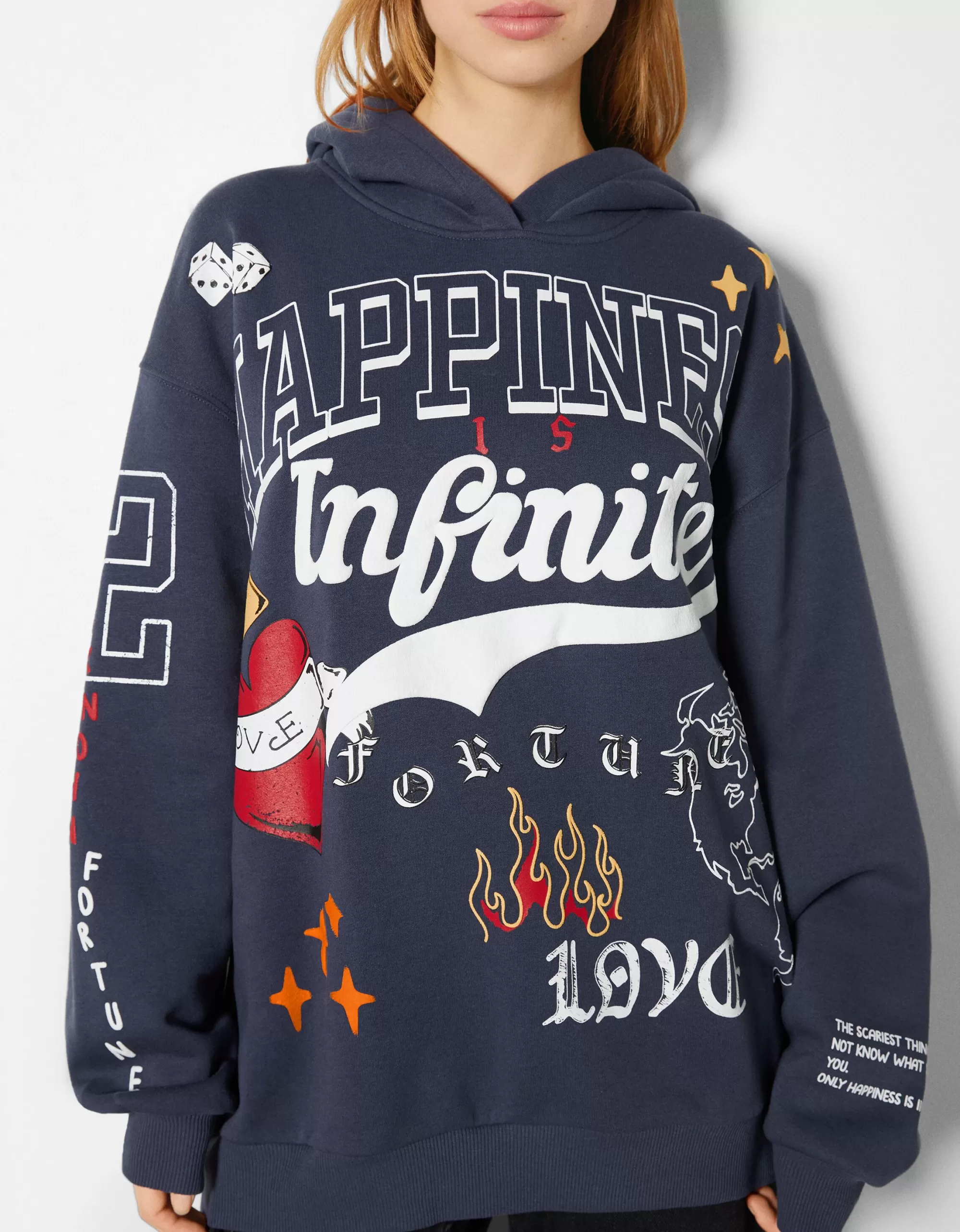 MUJER BERSHKA Sudadera capucha print