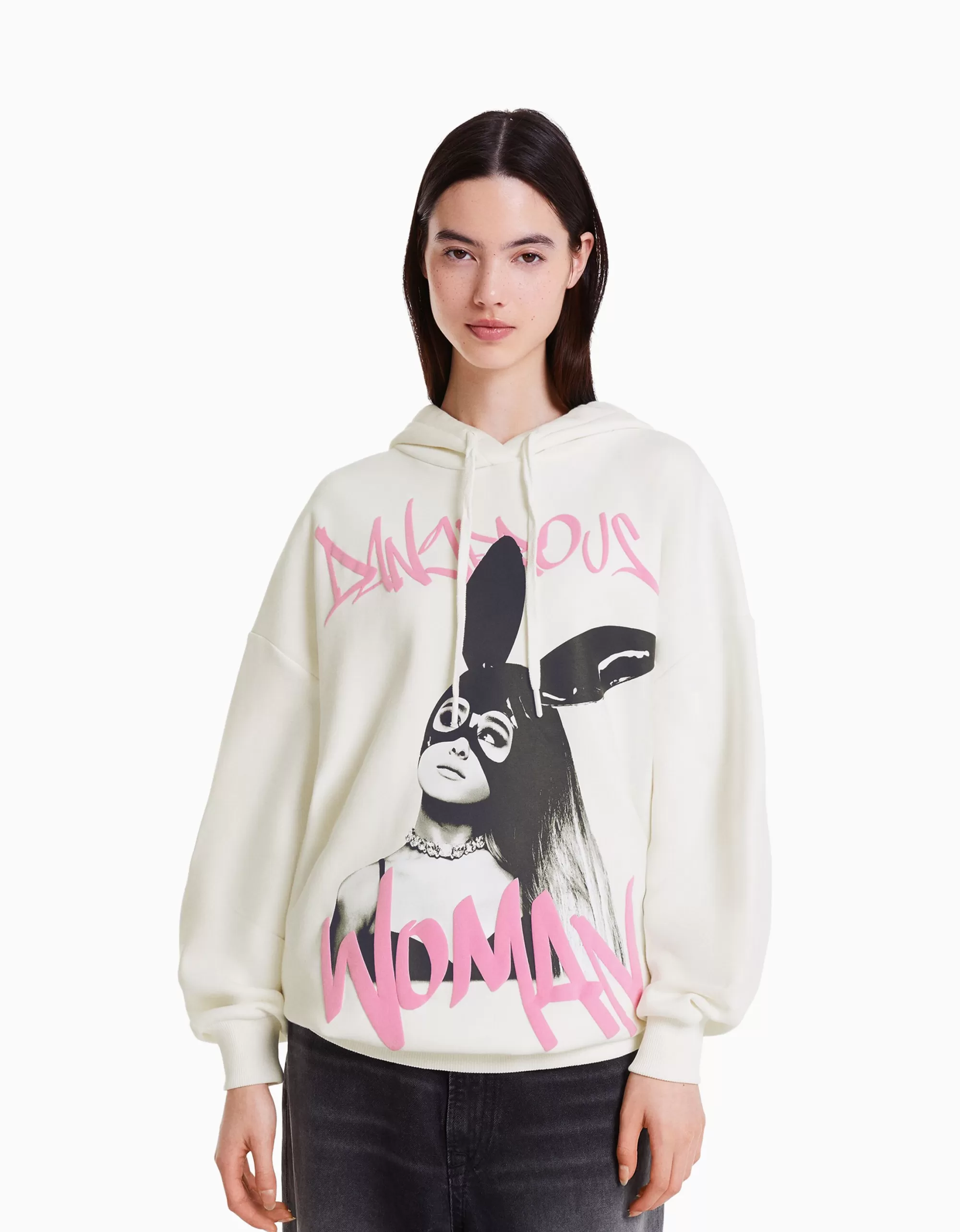 MUJER BERSHKA Sudadera capucha print Ariana Grande