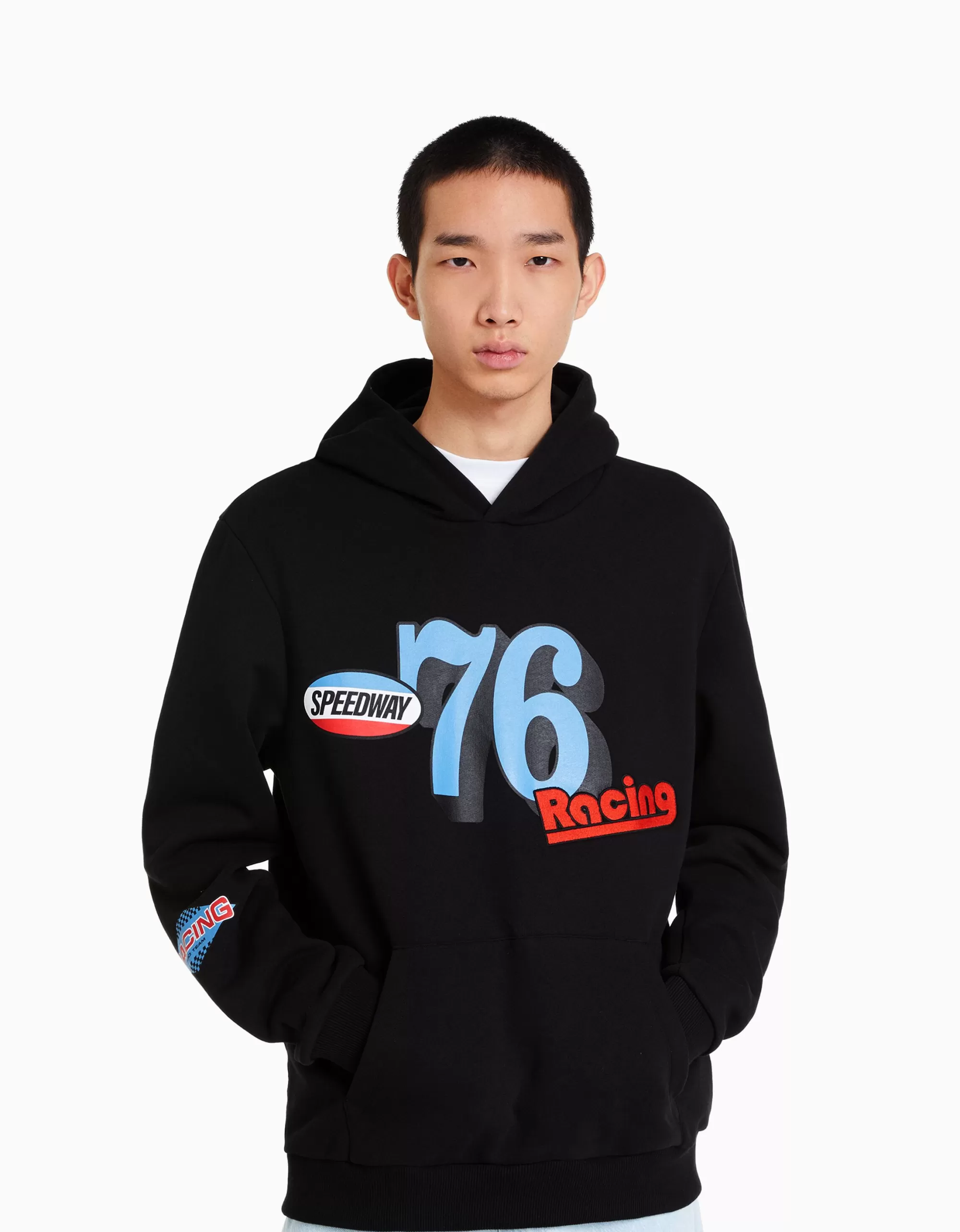 HOMBRE BERSHKA Sudadera capucha print racing