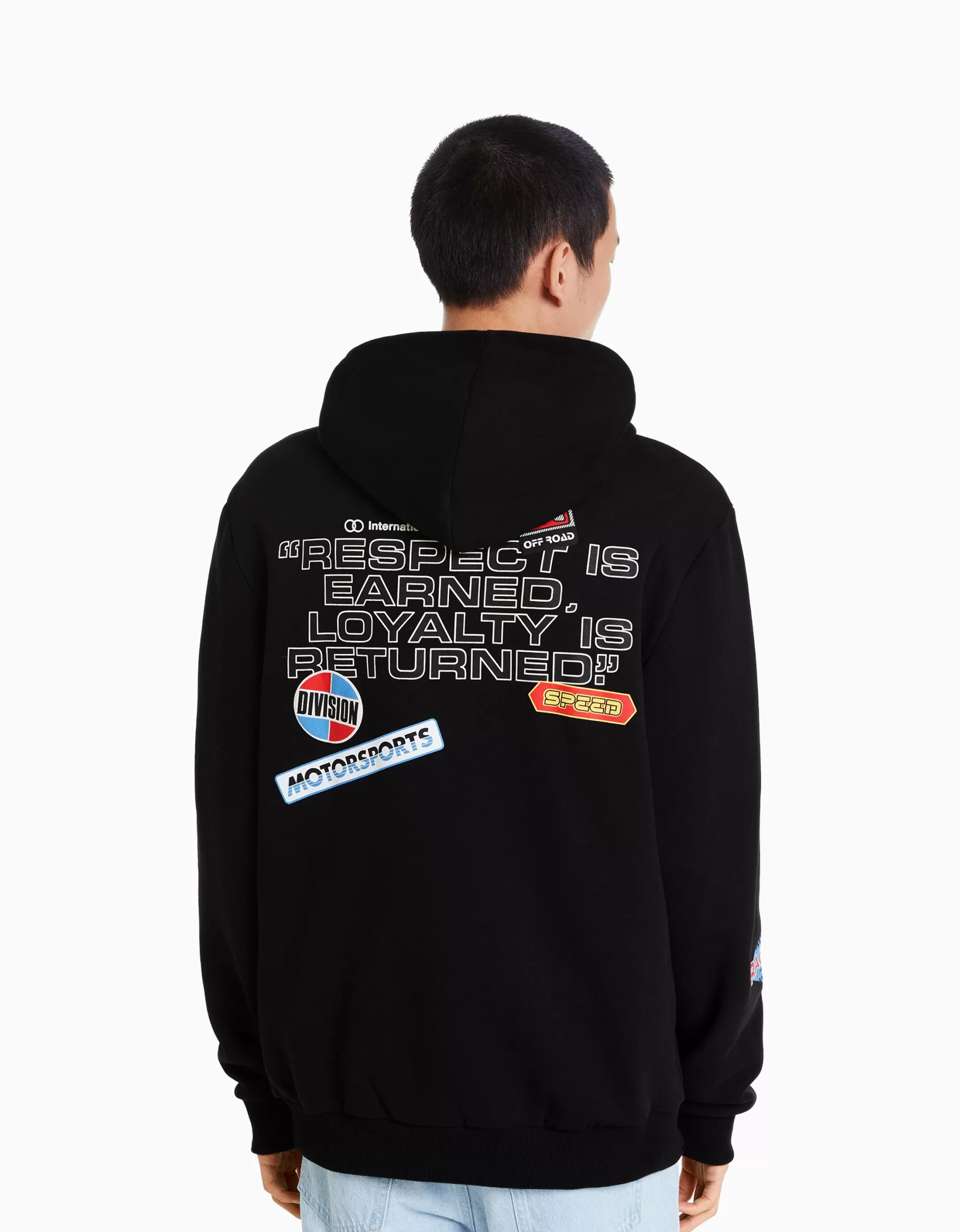 HOMBRE BERSHKA Sudadera capucha print racing