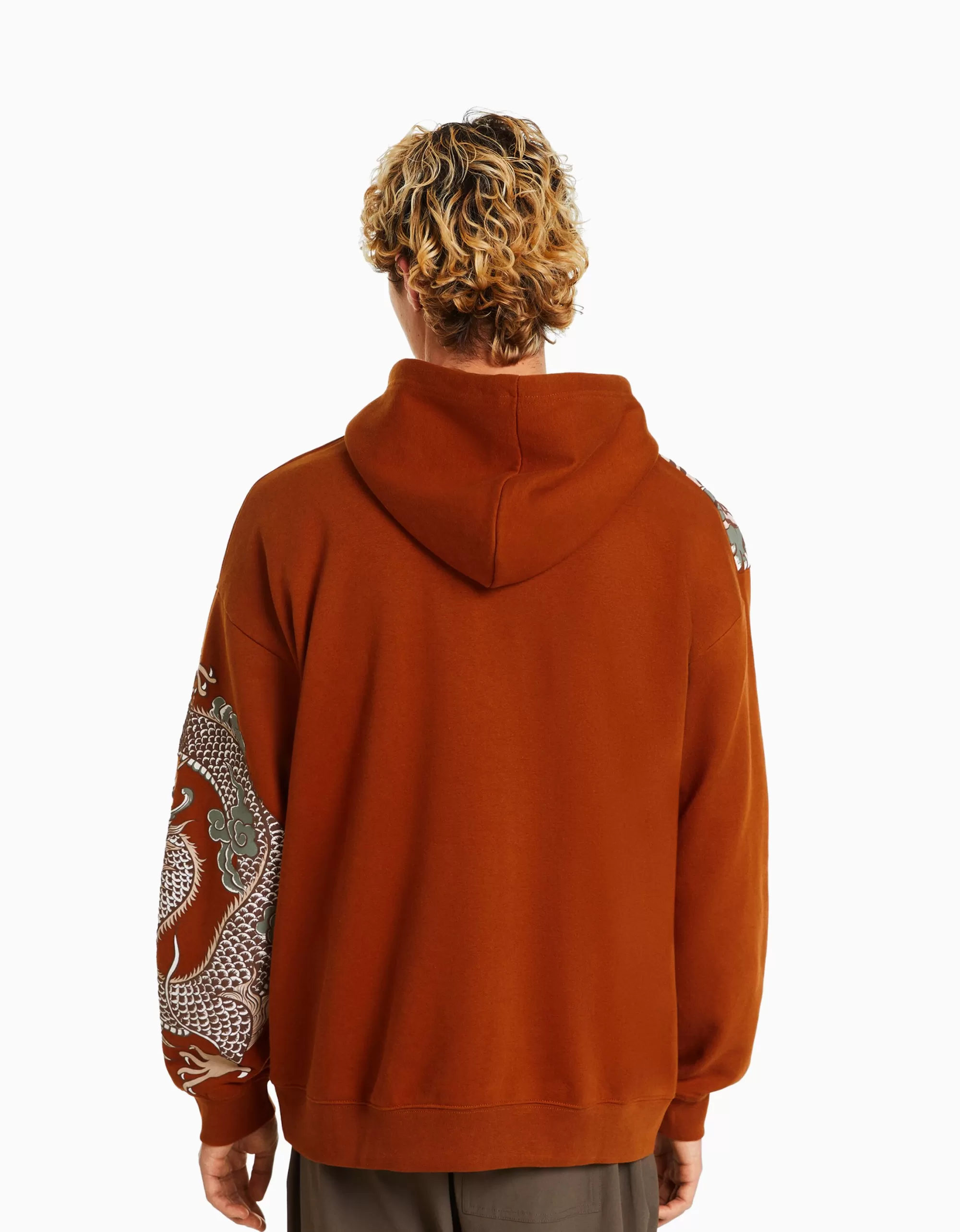 HOMBRE BERSHKA Sudadera capucha print tigre